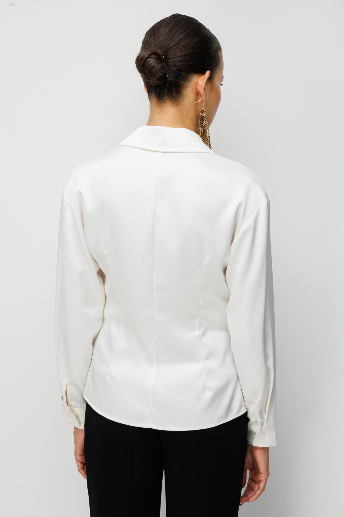 Draped Blouse with Belt Detail