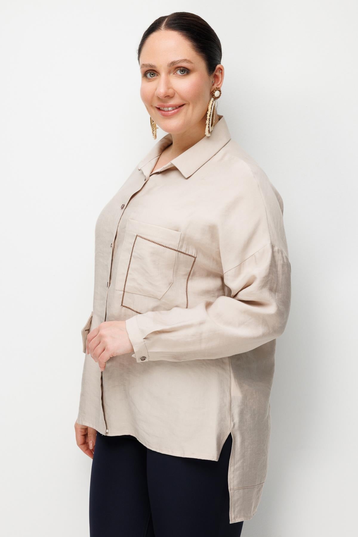 Plus Size Shirt with Pocket Detail