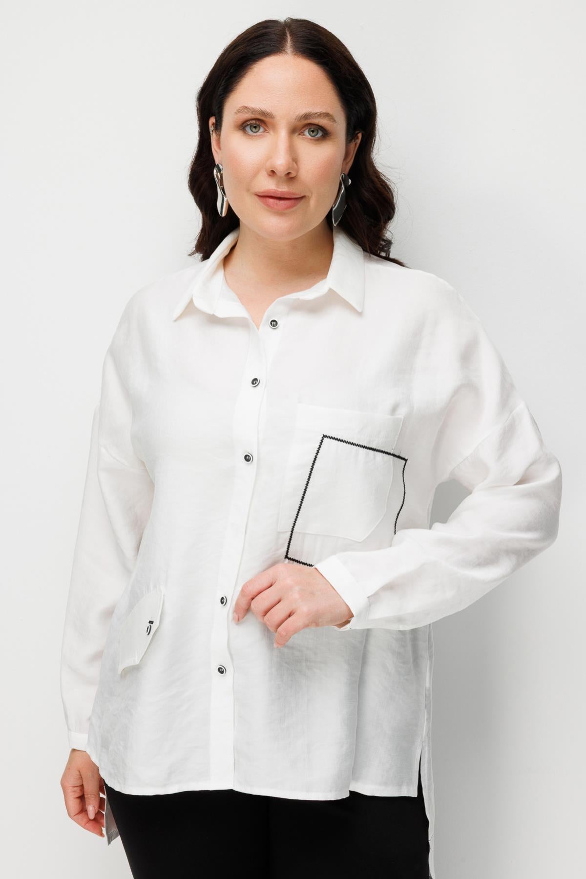 Plus Size Shirt with Pocket Detail