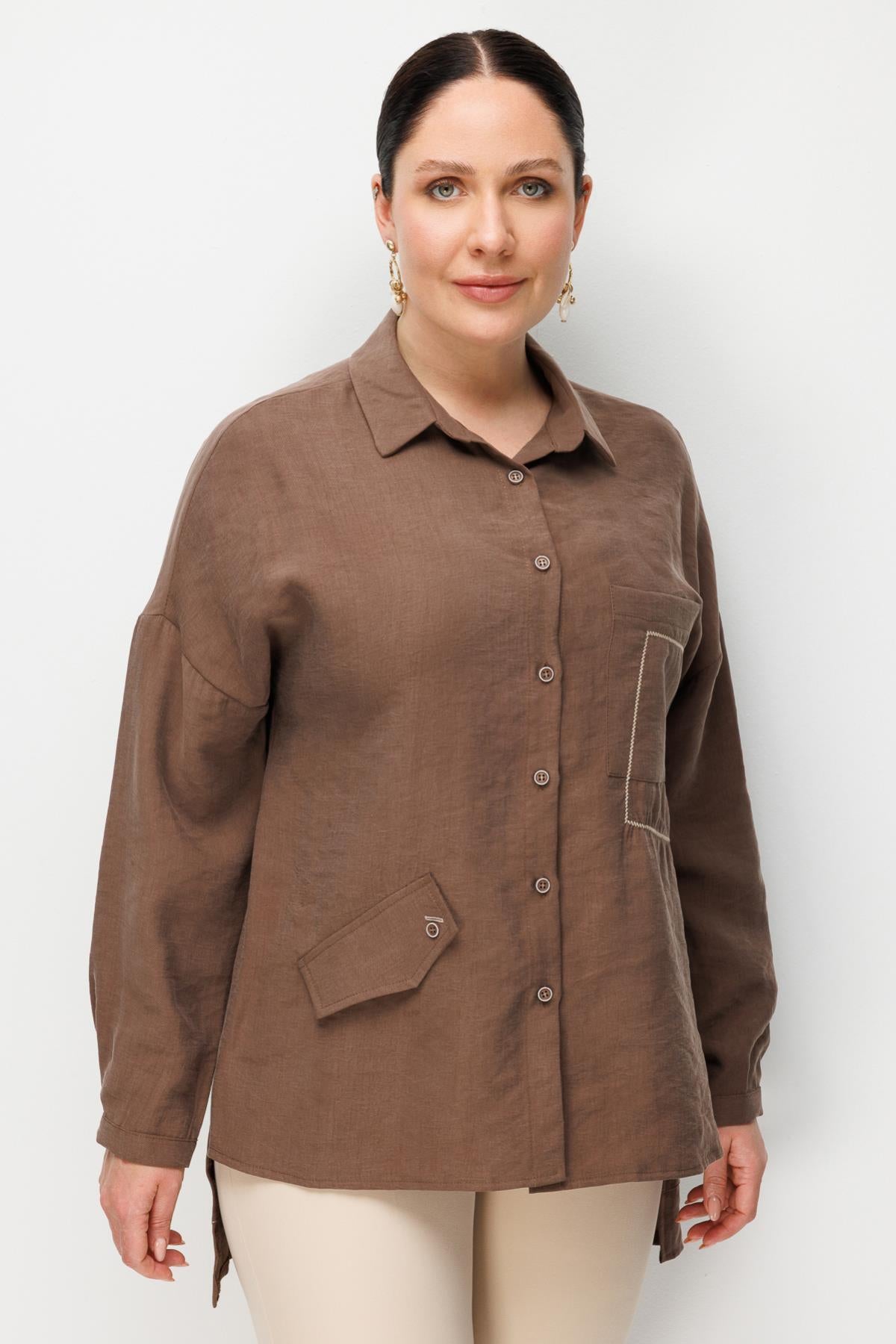 Plus Size Shirt with Pocket Detail