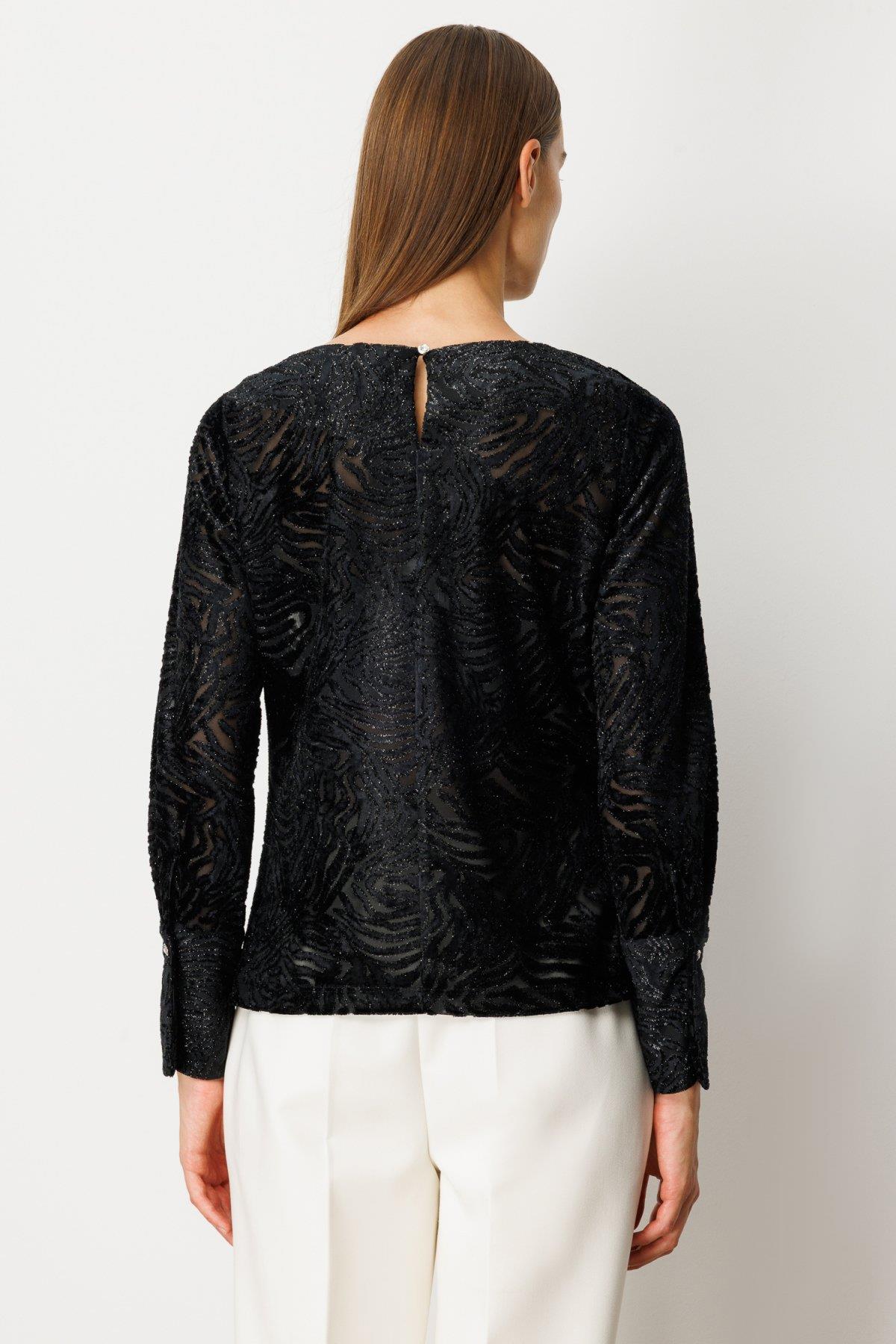Draped Glittery Velvet Blouse