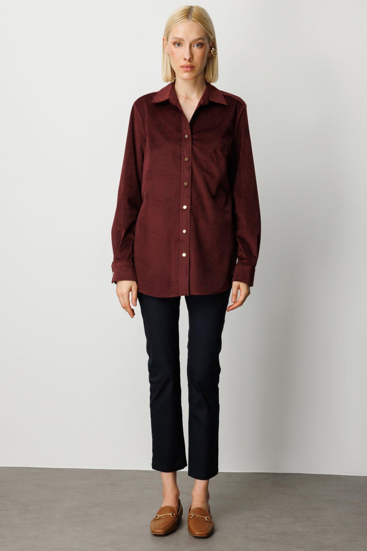 İnce Fitilli Kadife Gömlek