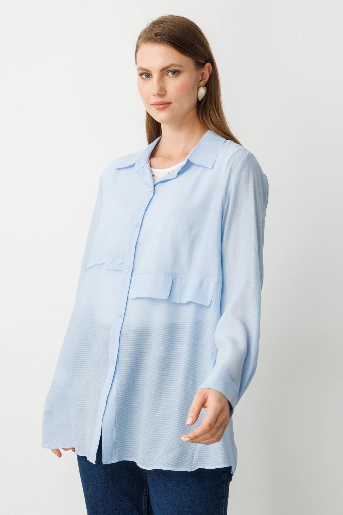 Inside Necklace Detailed Tank Top Buttoned Plus Size Blouse