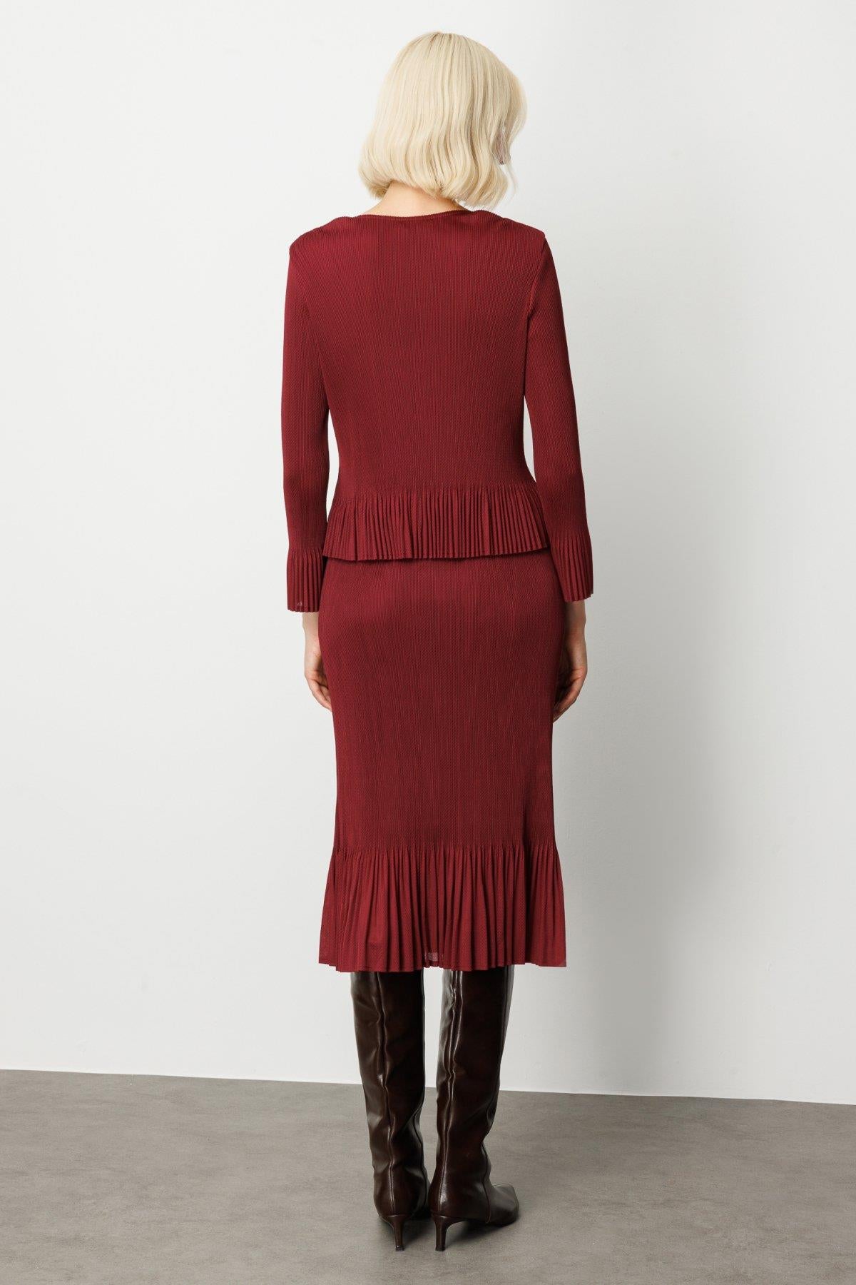 Pleated Detailed Blouse with Decorative Buttons