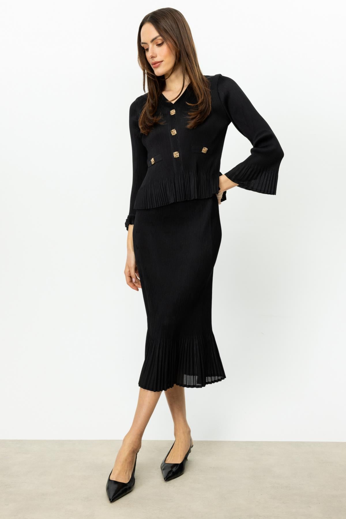 Accordion Fabric Pleated Detail Skirt