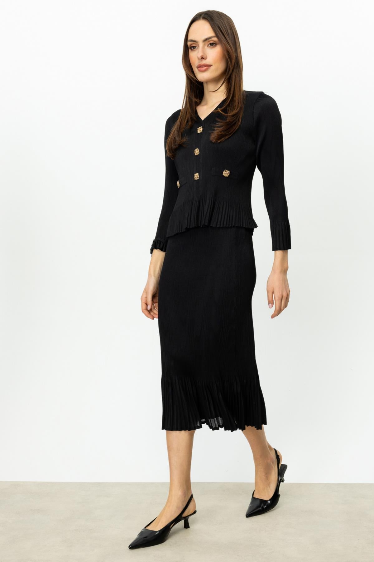 Accordion Fabric Pleated Detail Skirt