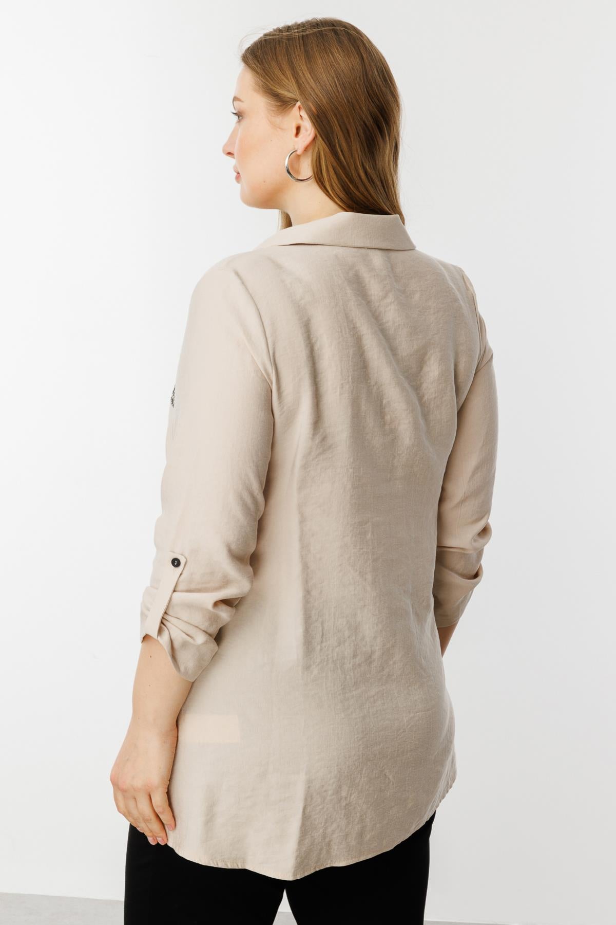 Embroidered Plus Size Blouse with Pocket