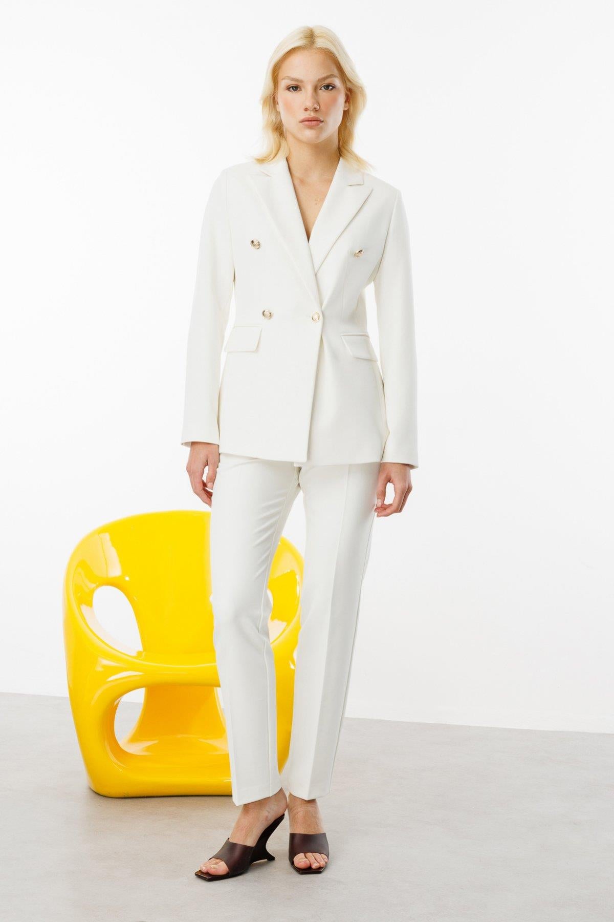 Double-breasted Collar Flap Pocket Jacket