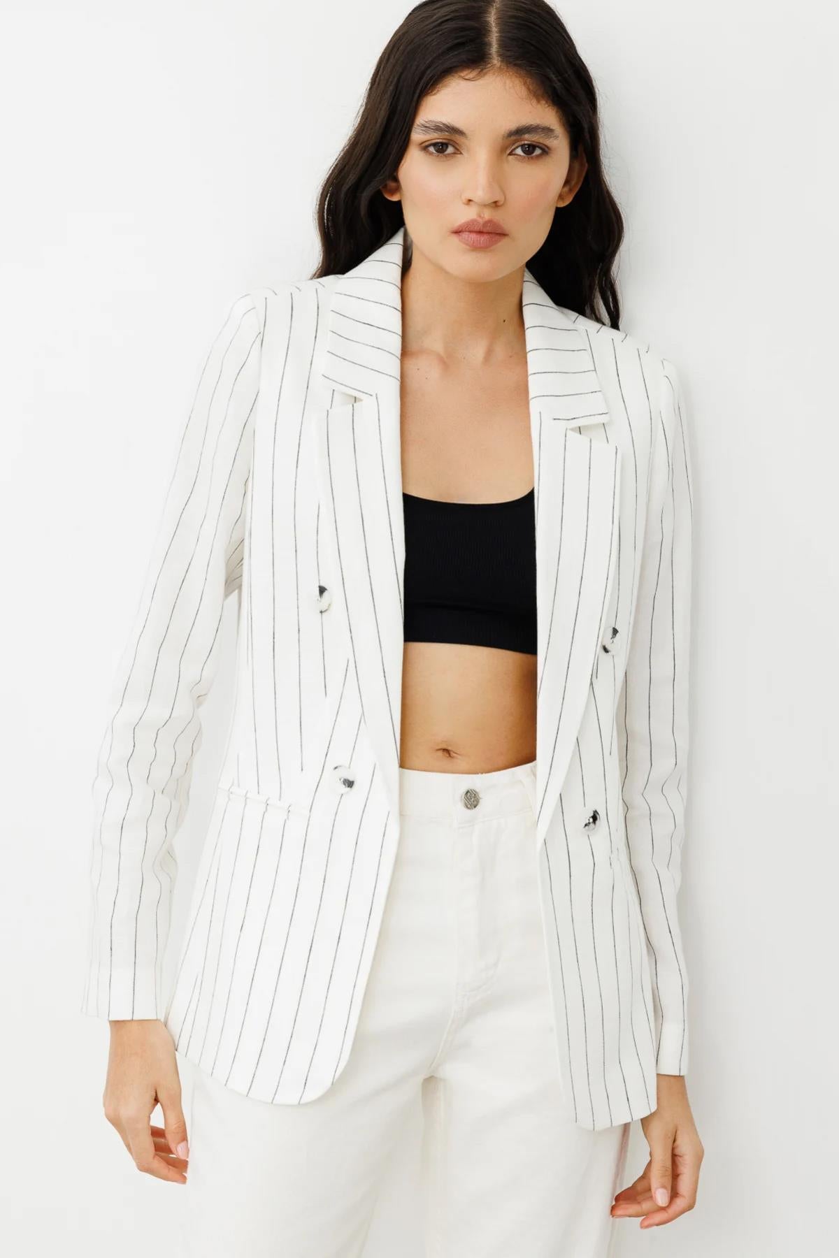Unlined Linen Jacket with Closed Pocket Detail
