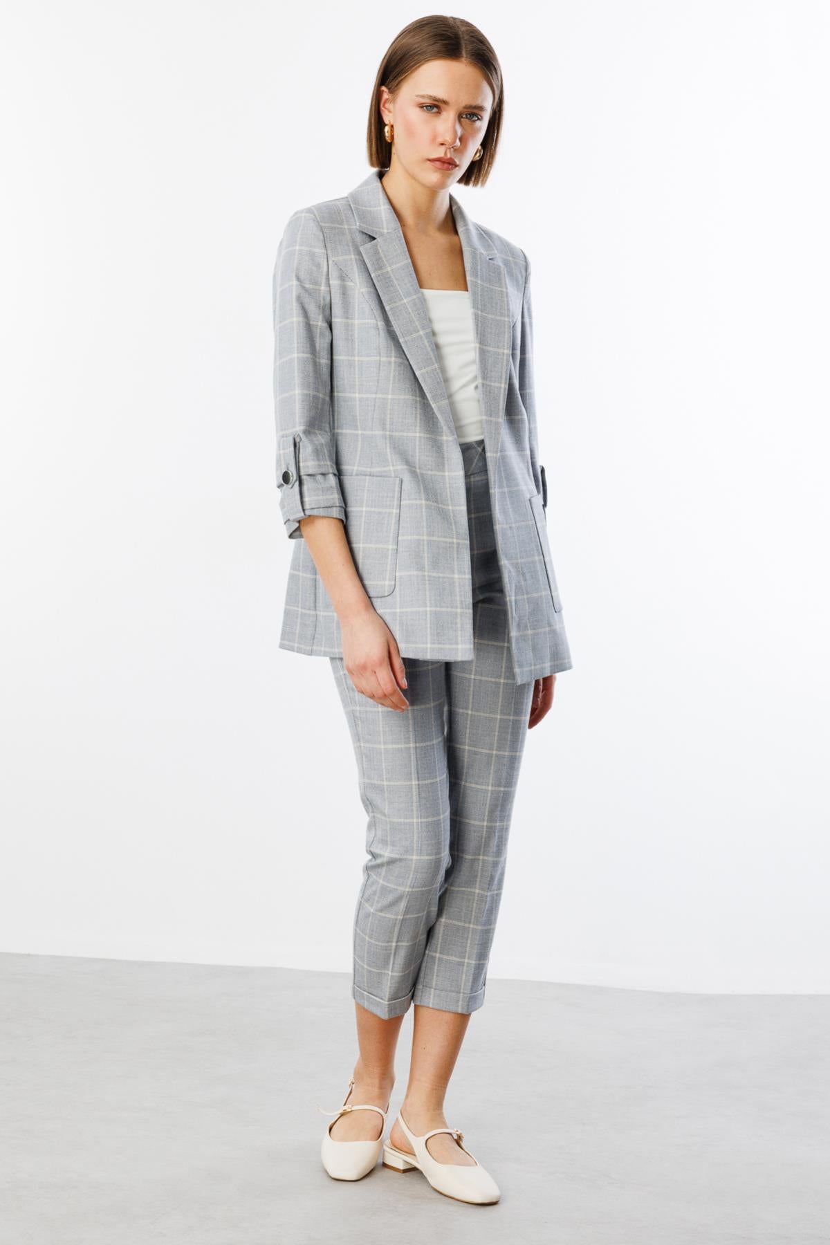 Ekoseli Torba Cepli Ceket