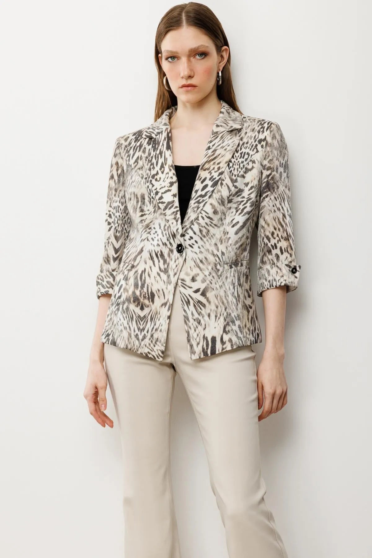 Double Sleeve Leopard Patterned Jacket