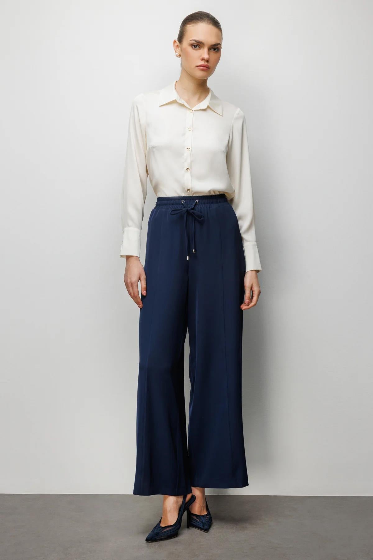 Wide-Leg Trousers with Side Stripe