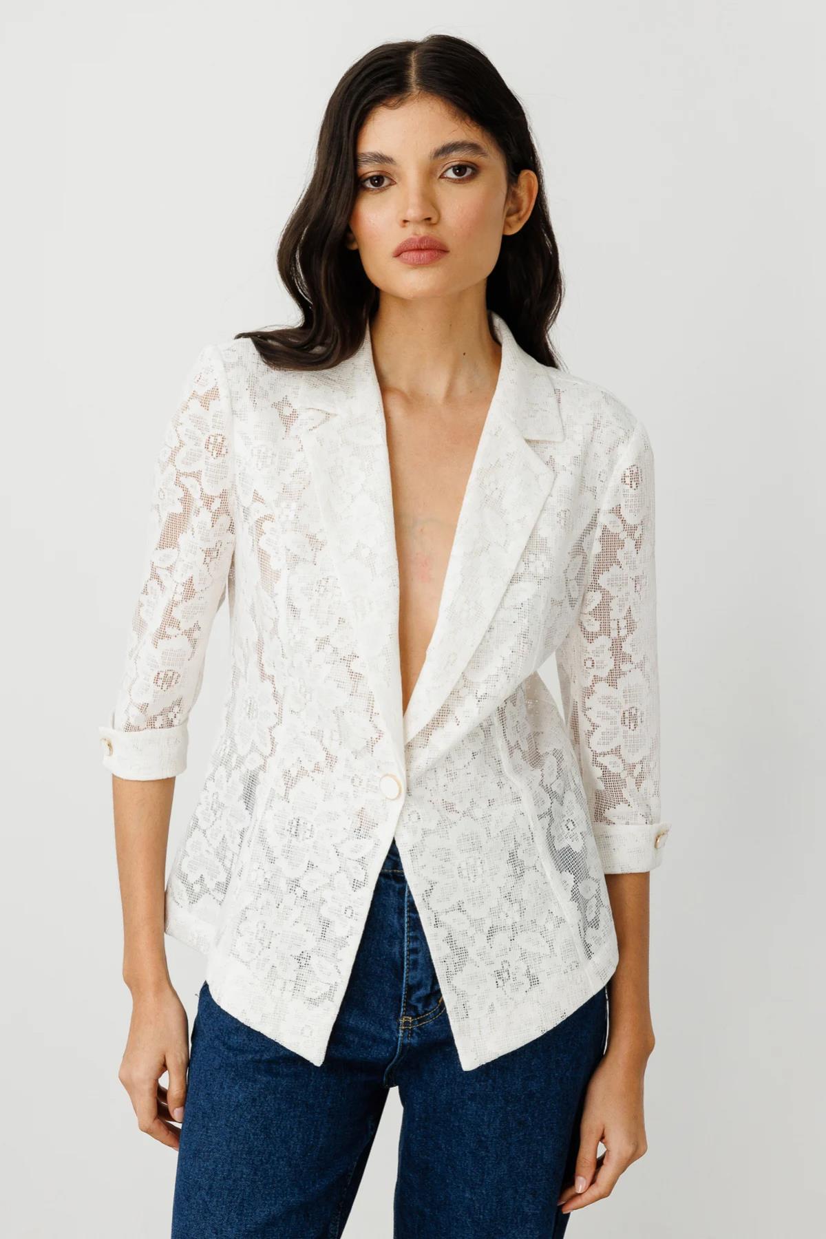 Katlamalı Kol Dantel Ceket