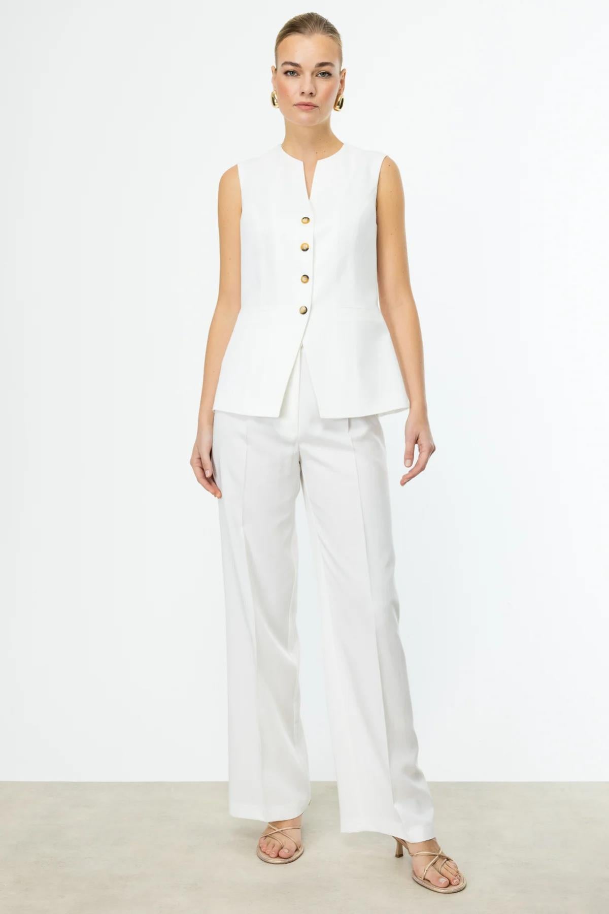 Elasticated Back Wide Leg Trousers