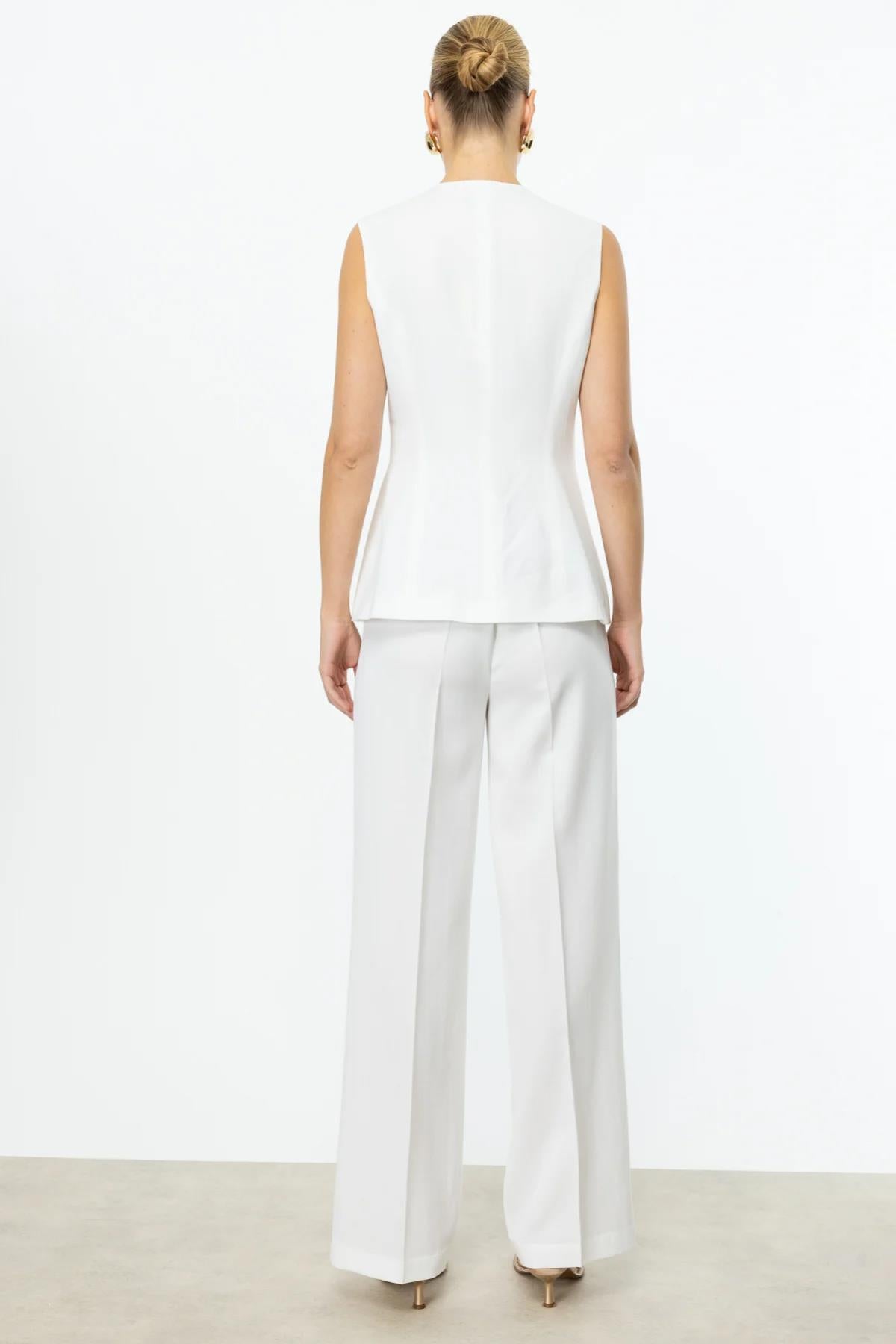 Elasticated Back Wide Leg Trousers