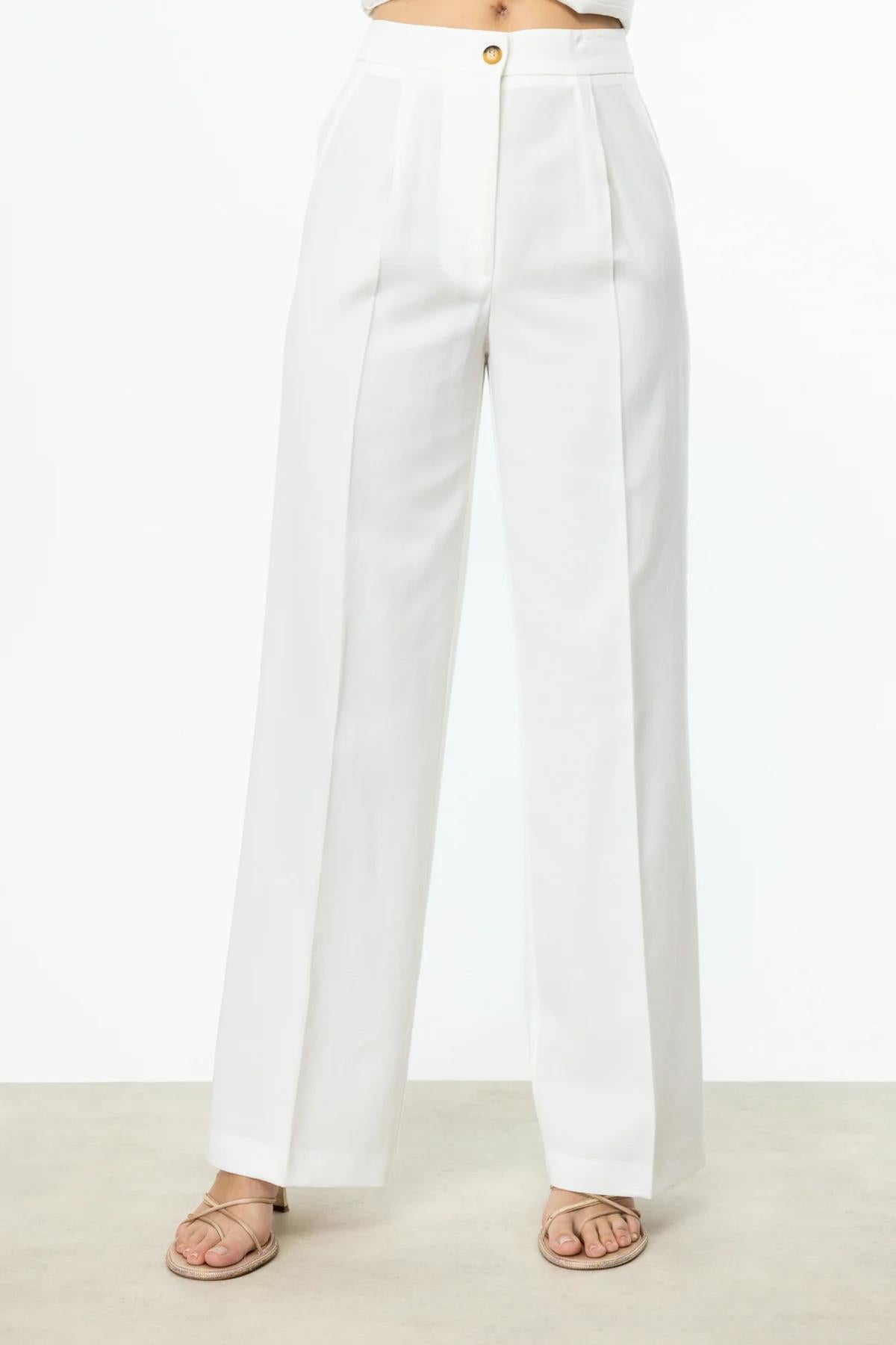 Elasticated Back Wide Leg Trousers