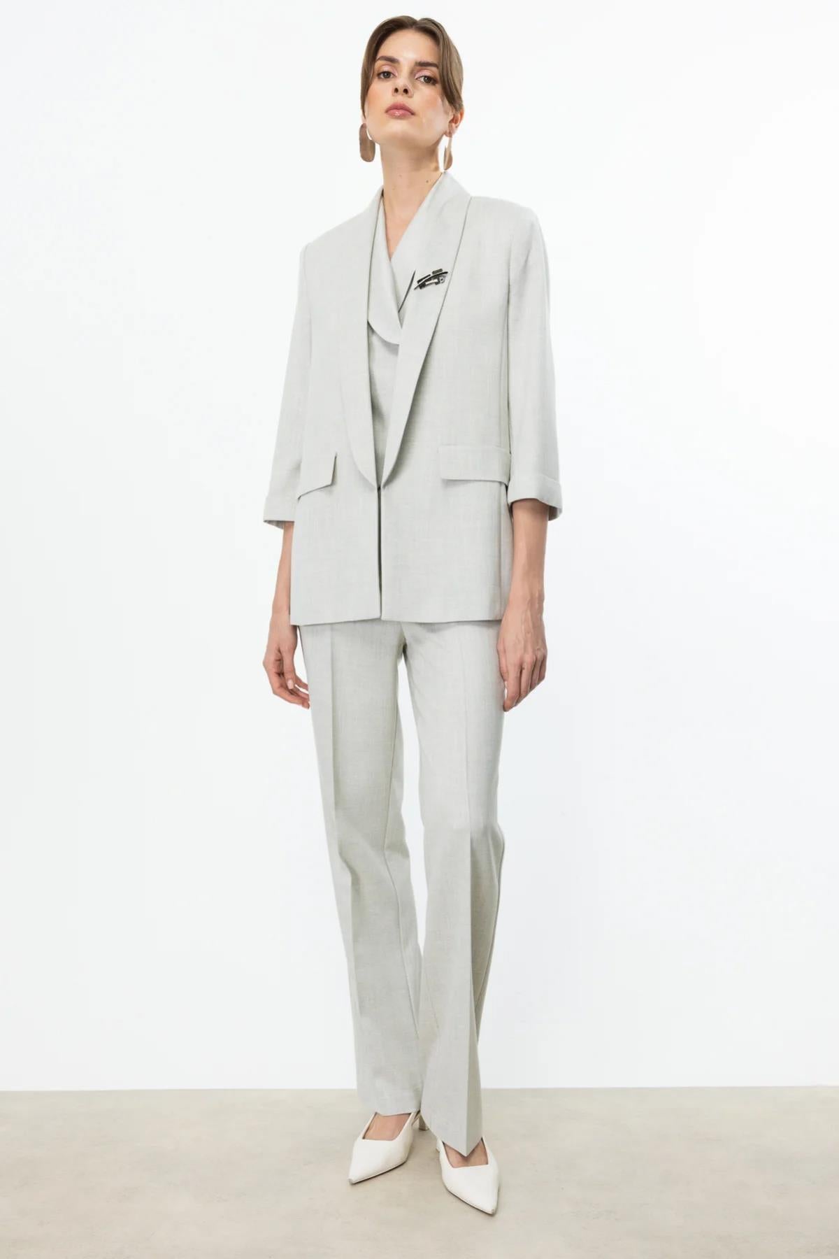 Double Breasted Brooch Glitter Jacket