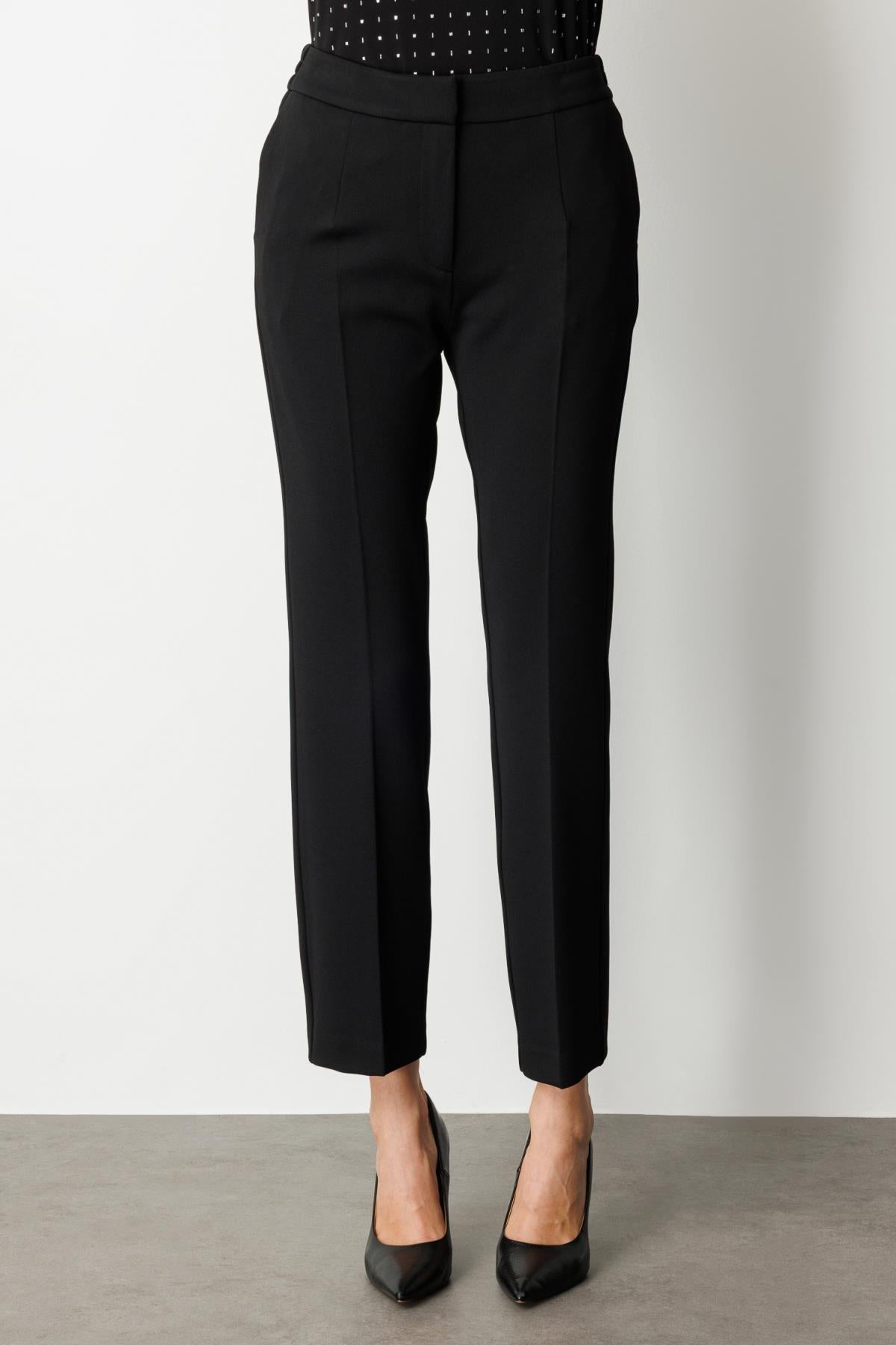 Elastic Waist Straight Leg Trousers