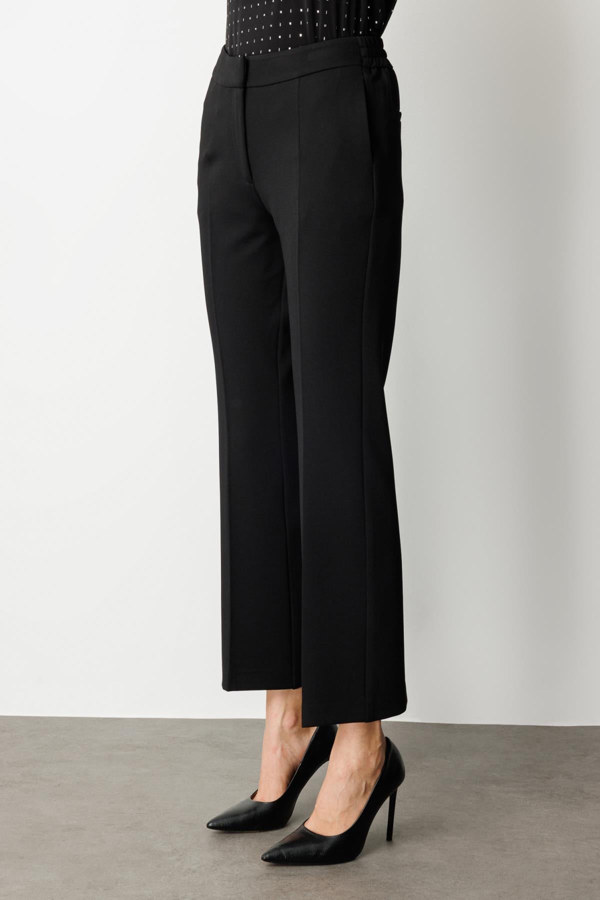 Elastic Waist Straight Leg Trousers