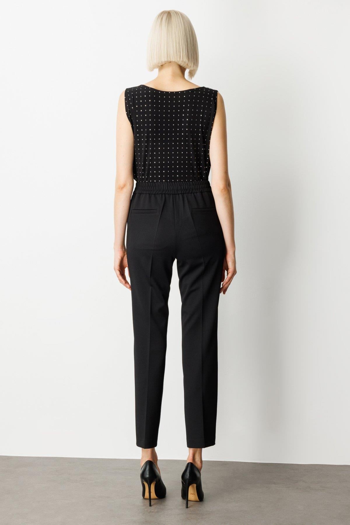 Elastic Waist Straight Leg Trousers