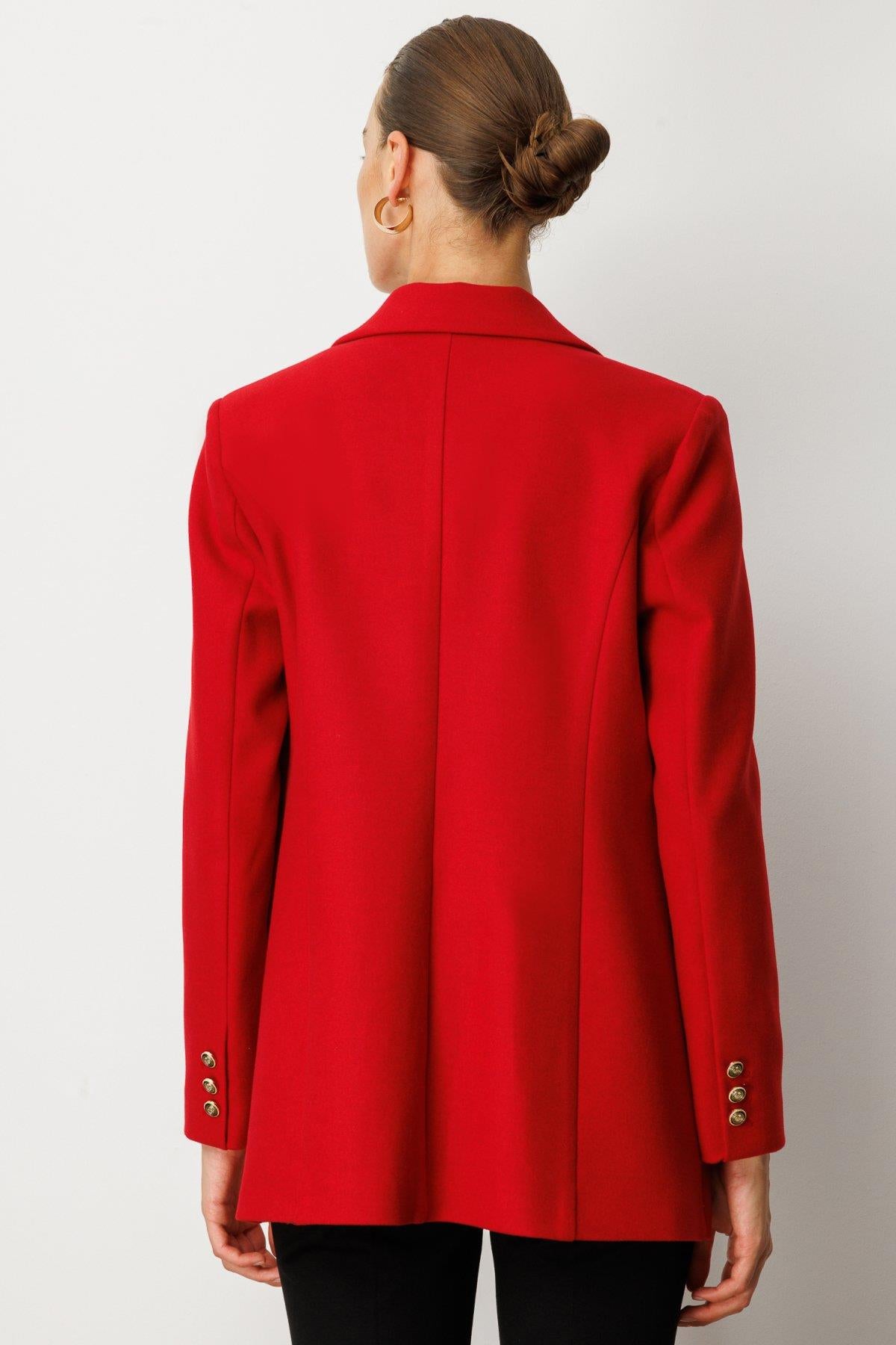 Front Emblem Flap Pocket Cashmere Jacket