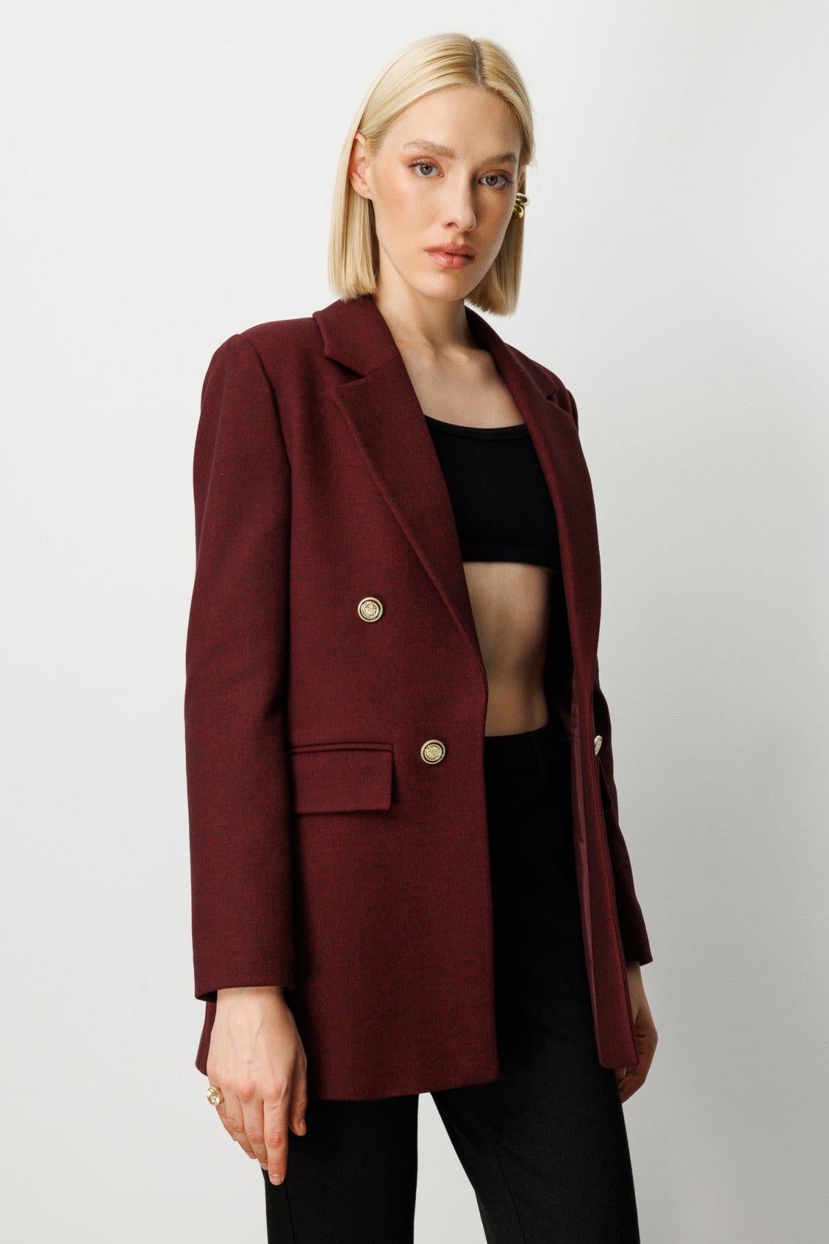 Front Emblem Flap Pocket Cashmere Jacket