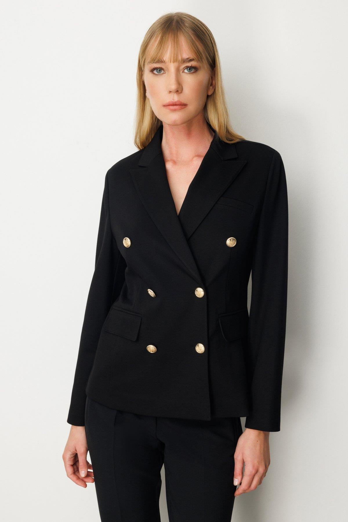 Kruvaze Yaka Kapak Cepli Ceket