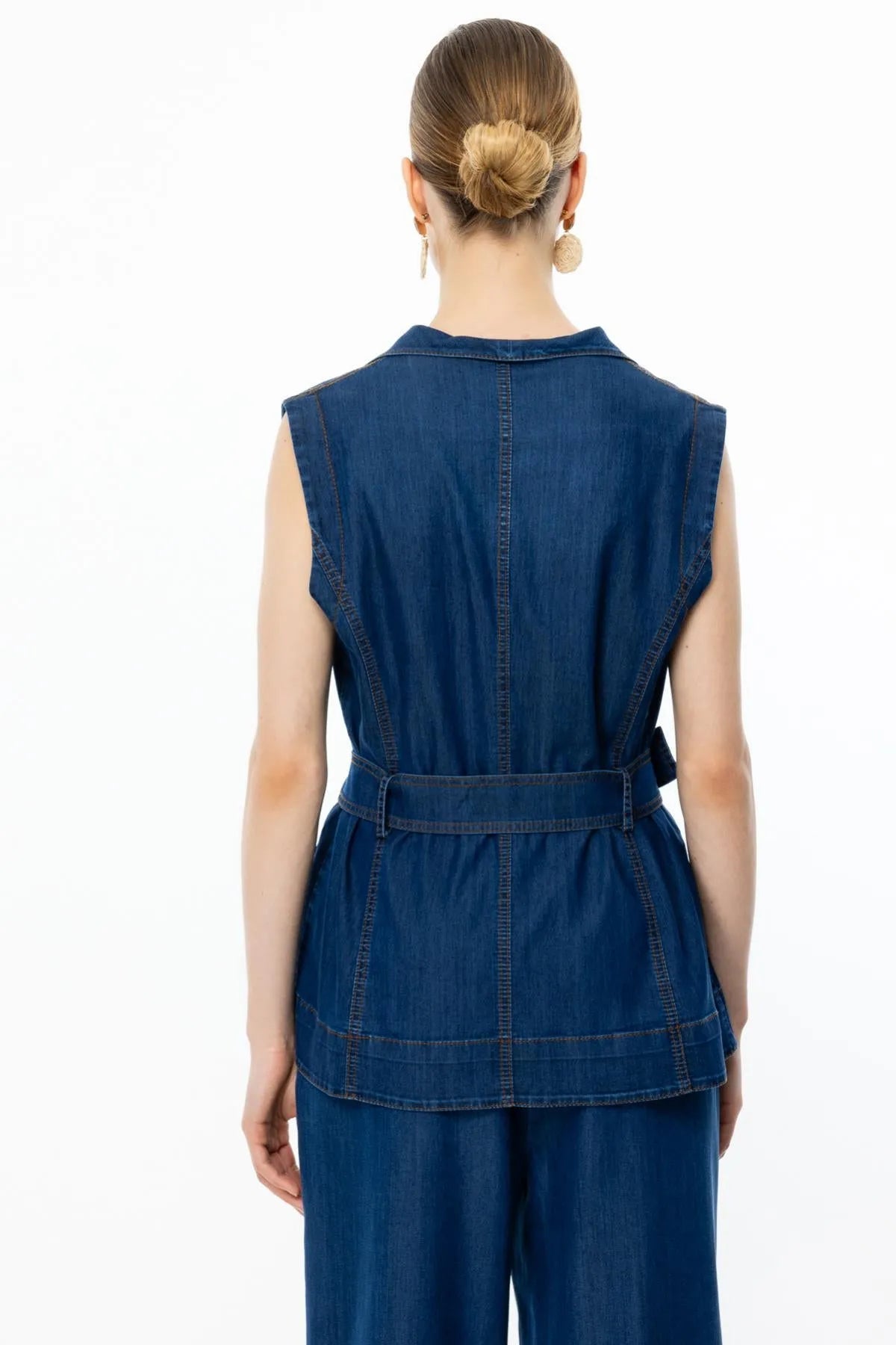 Double Breasted Belted Vest