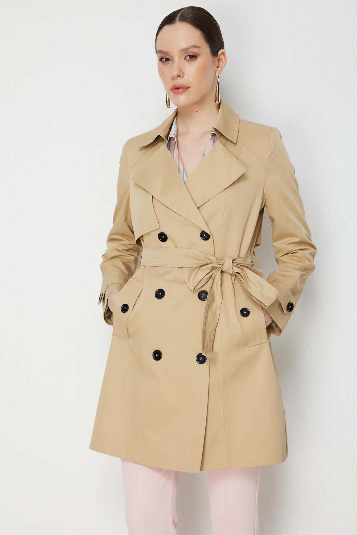 Epaulette Belted Trench Coat