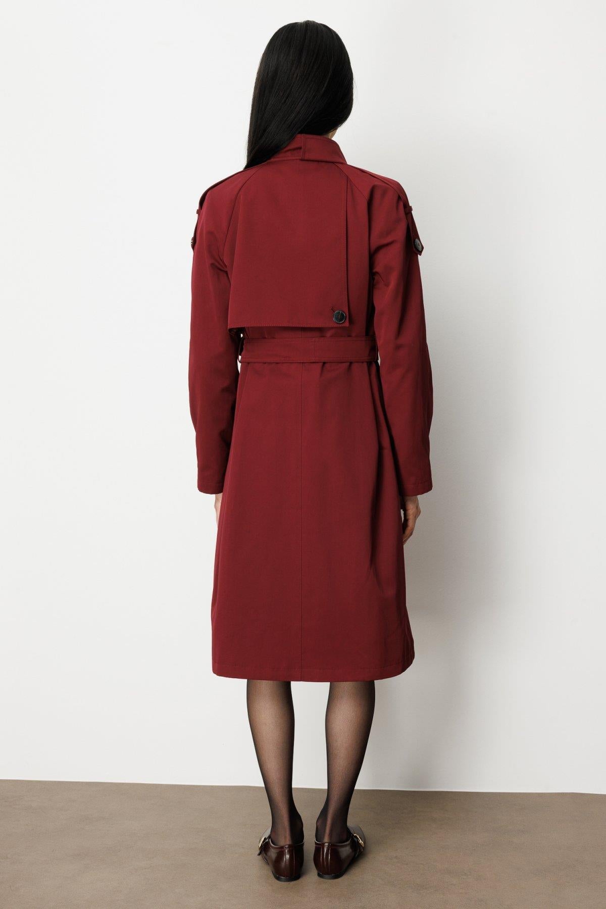 Stand Collar Belted Trench Coat