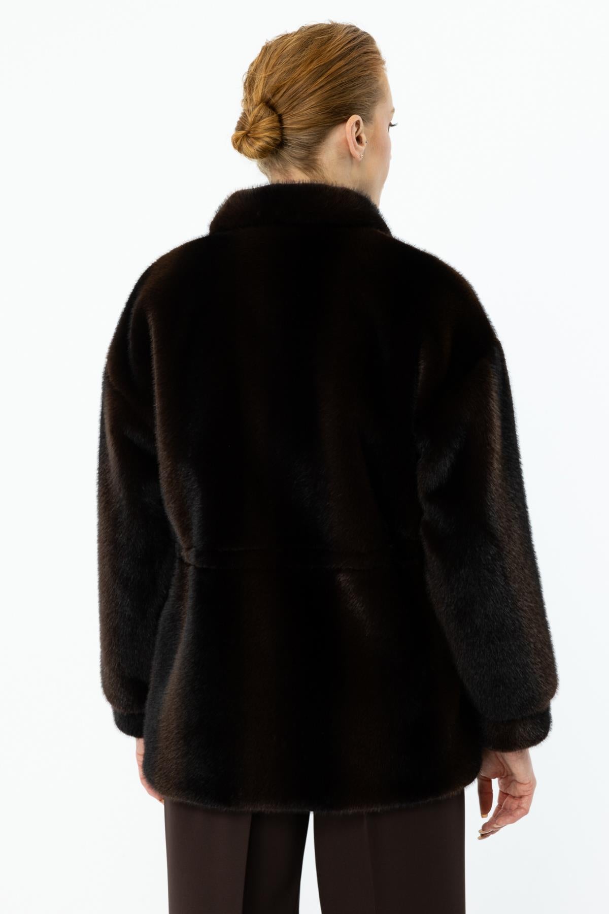 Zippered Flap Pocket Plush Coat