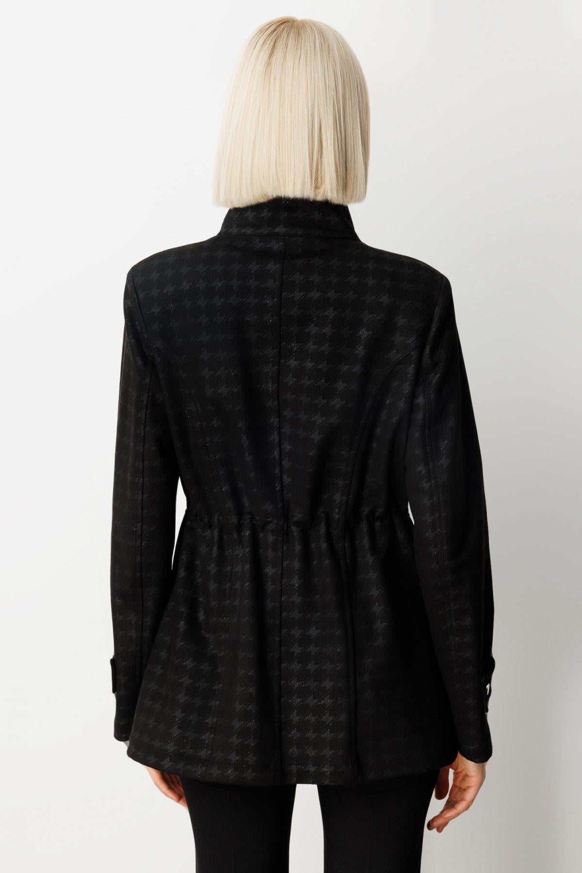 Houndstooth Patterned Jacket with Epauletted Sleeves