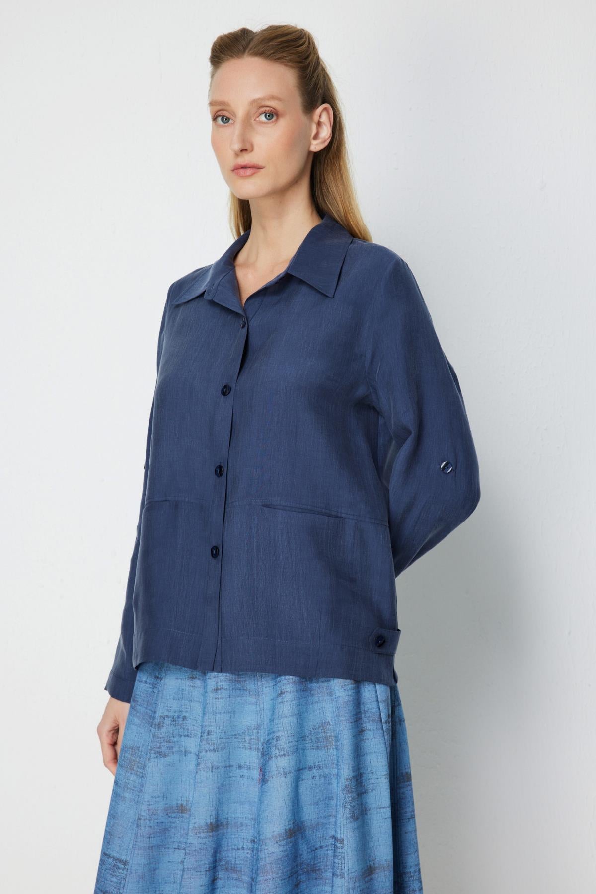 Shirt Collar Pocket Short Coat