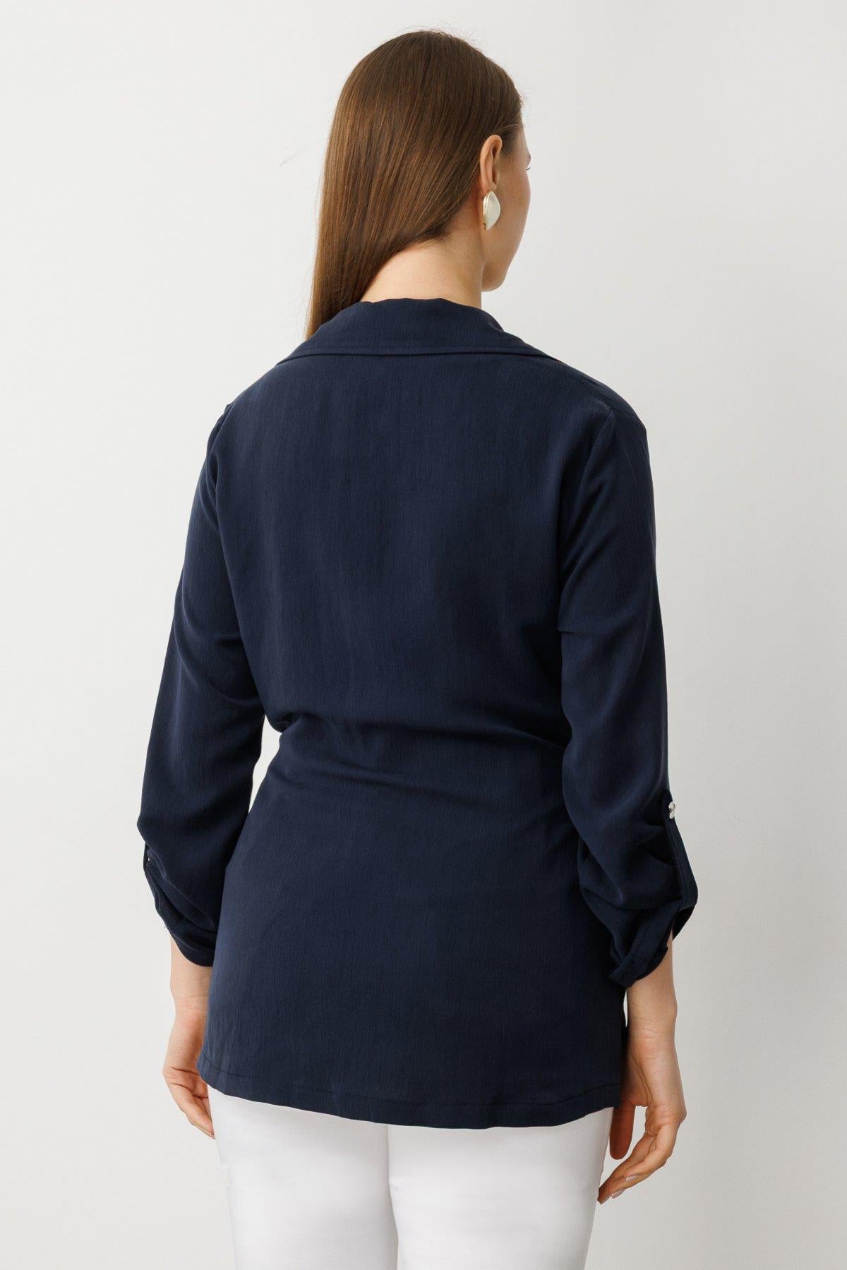 Tied Waist Jacket and Blouse Plus Size Suit