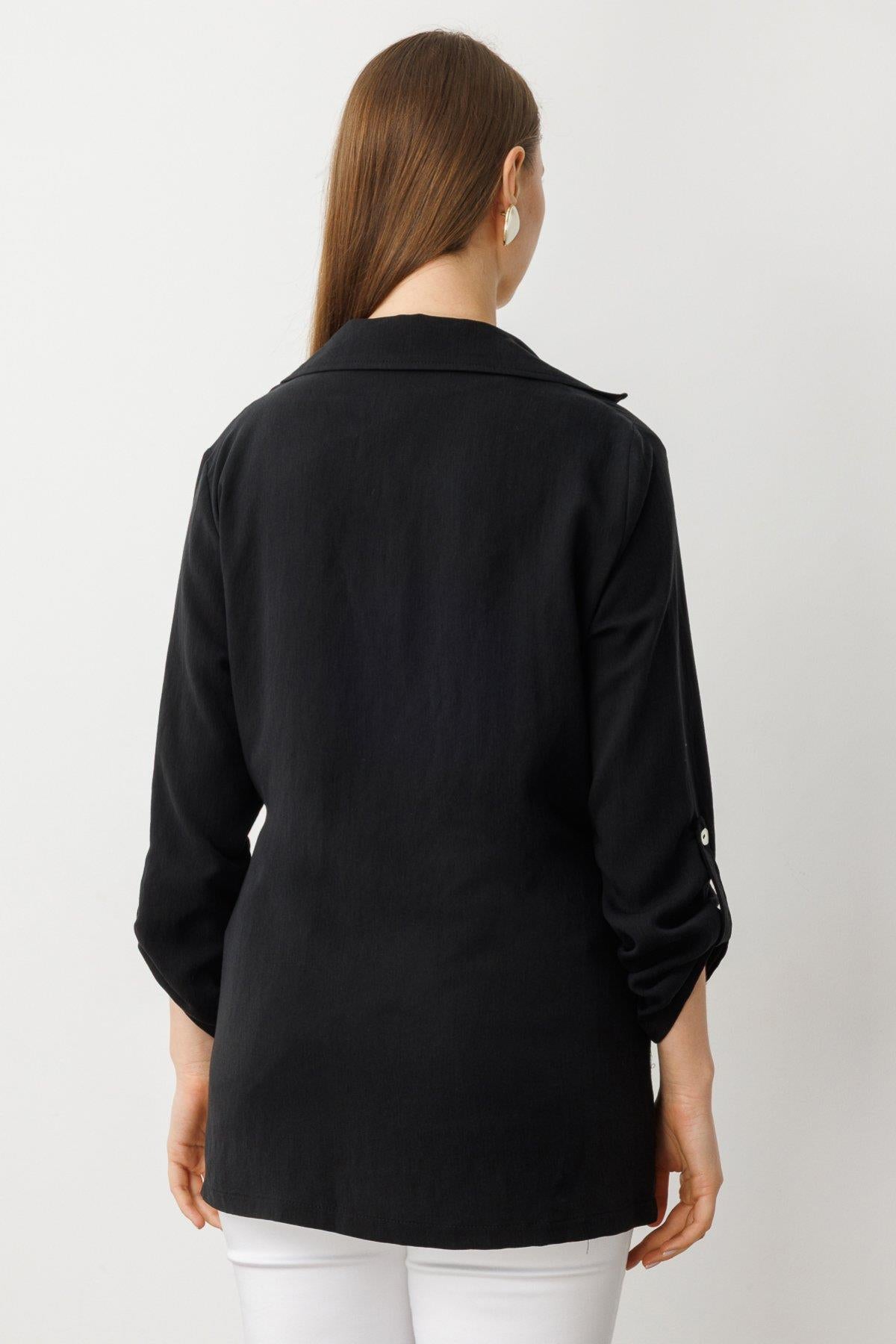 Tied Waist Jacket and Blouse Plus Size Suit