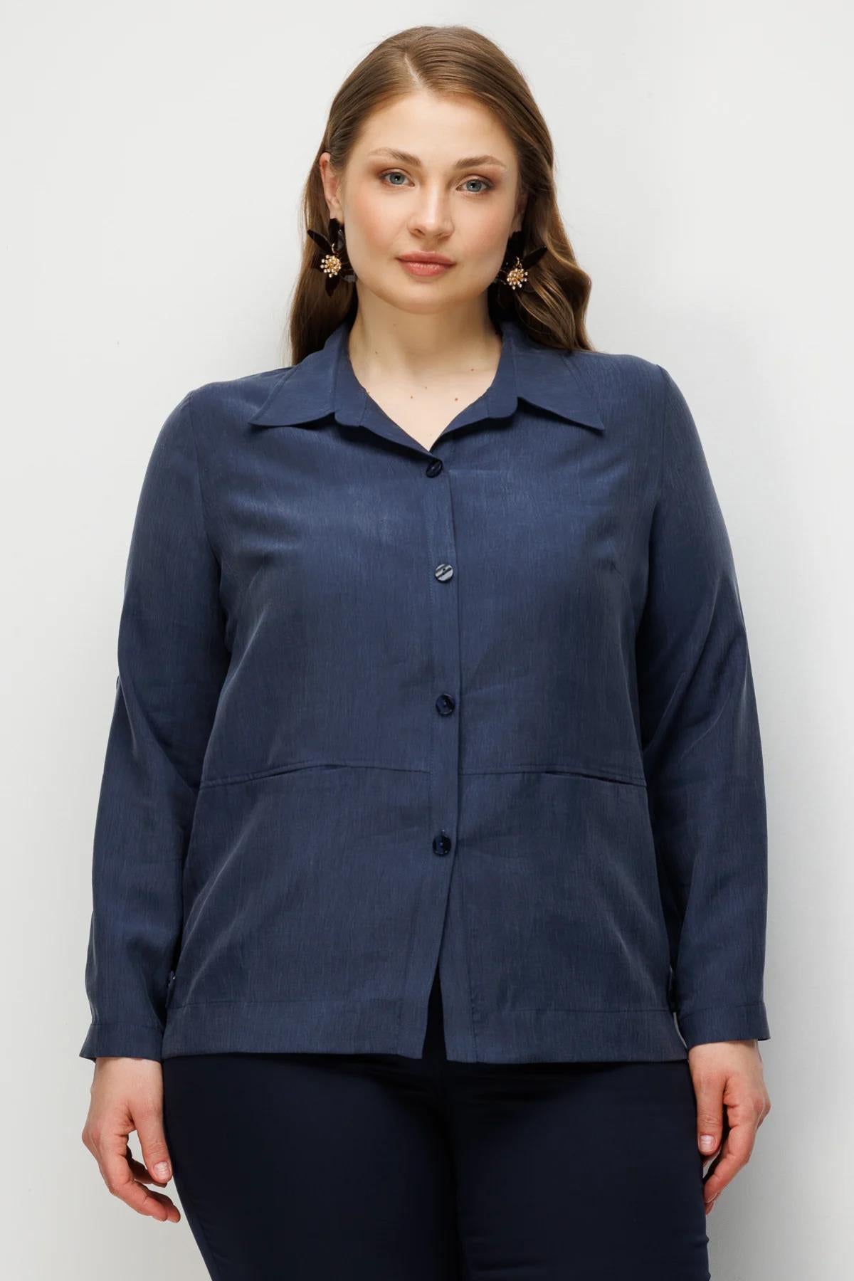 Torba Cepli Gömlek Yaka Büyük Beden Ceket