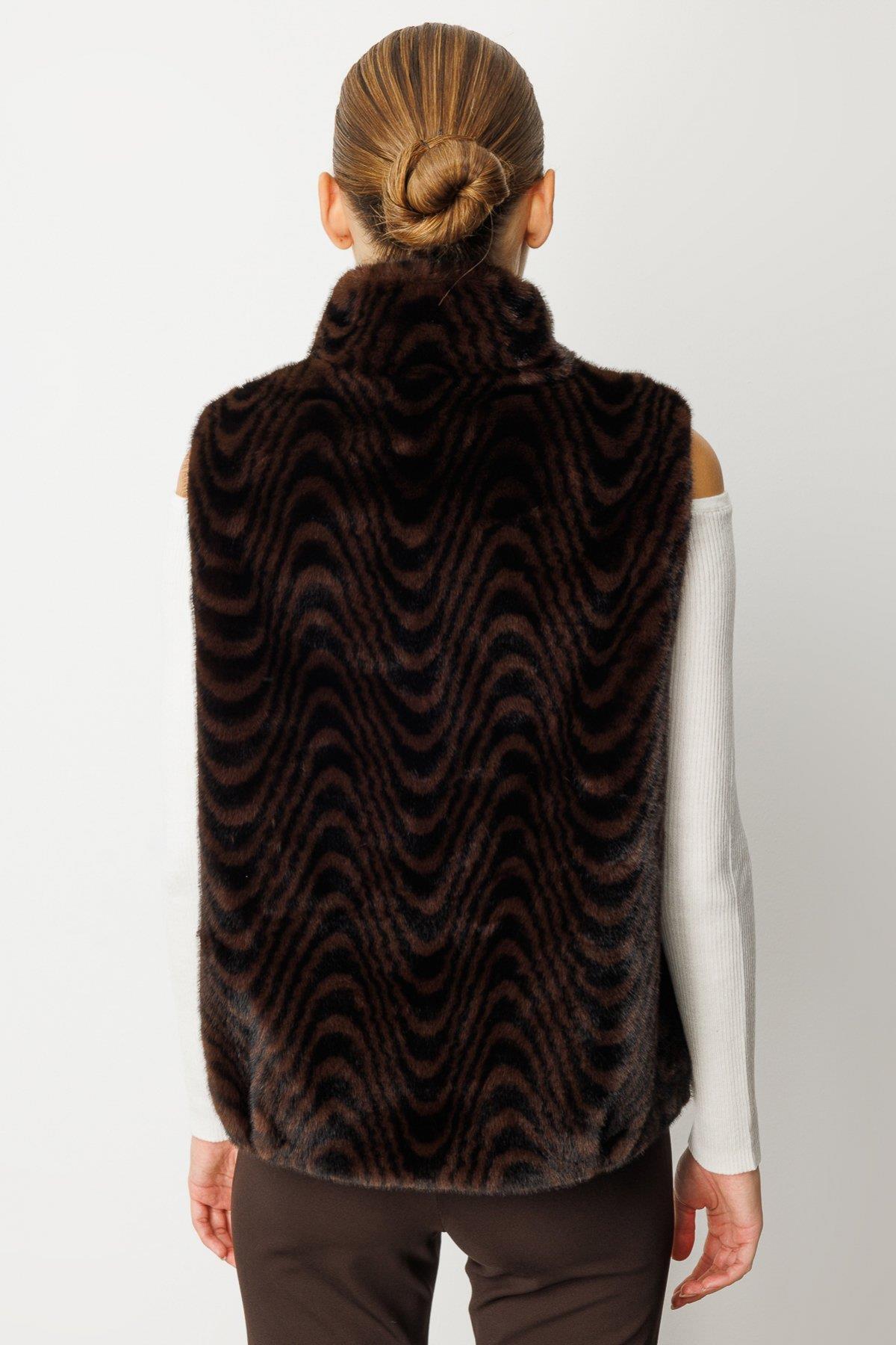 Leopar Desenli Peluş Yelek