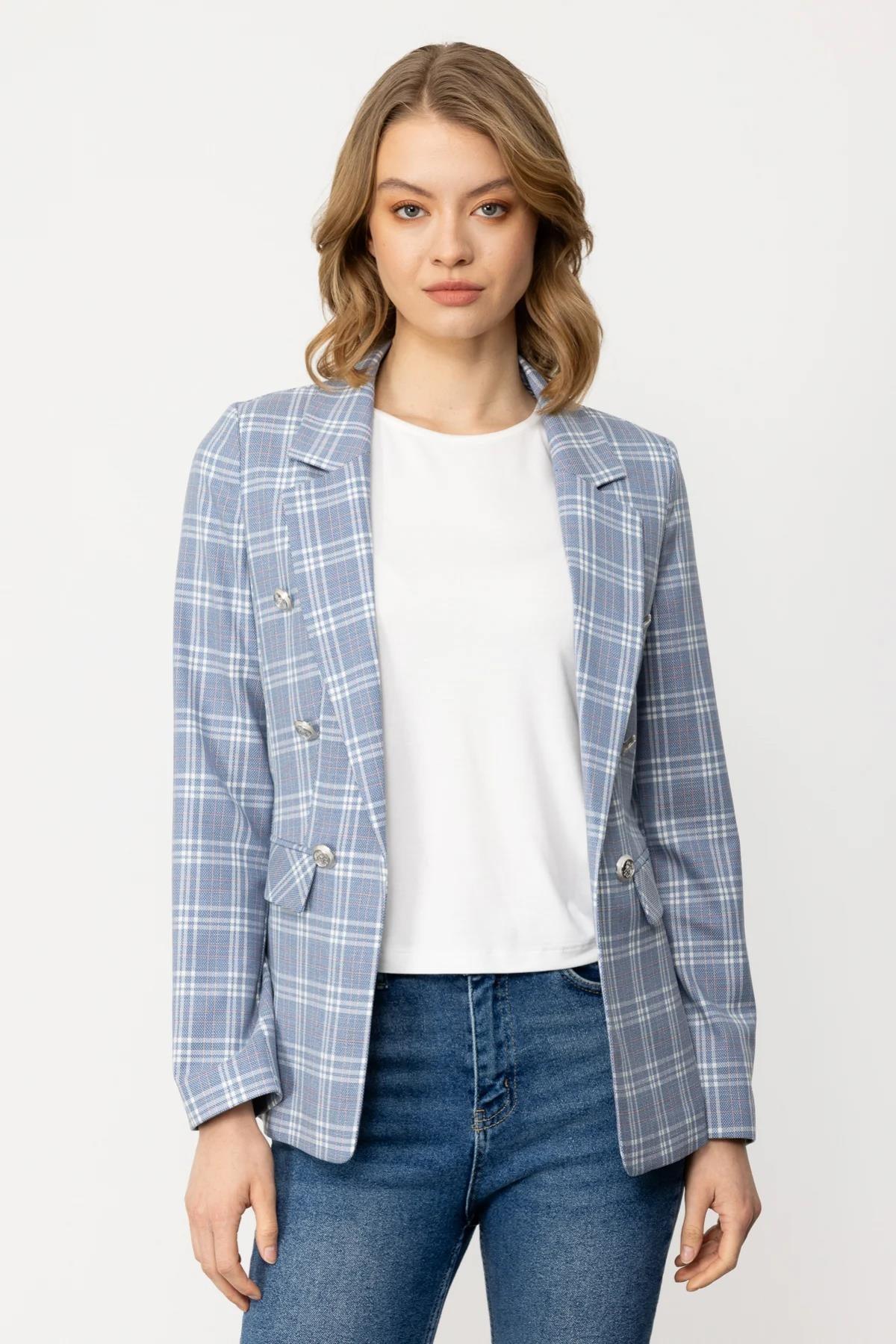 Ekoseli Blazer Kadın Ceket - Eser Giyim