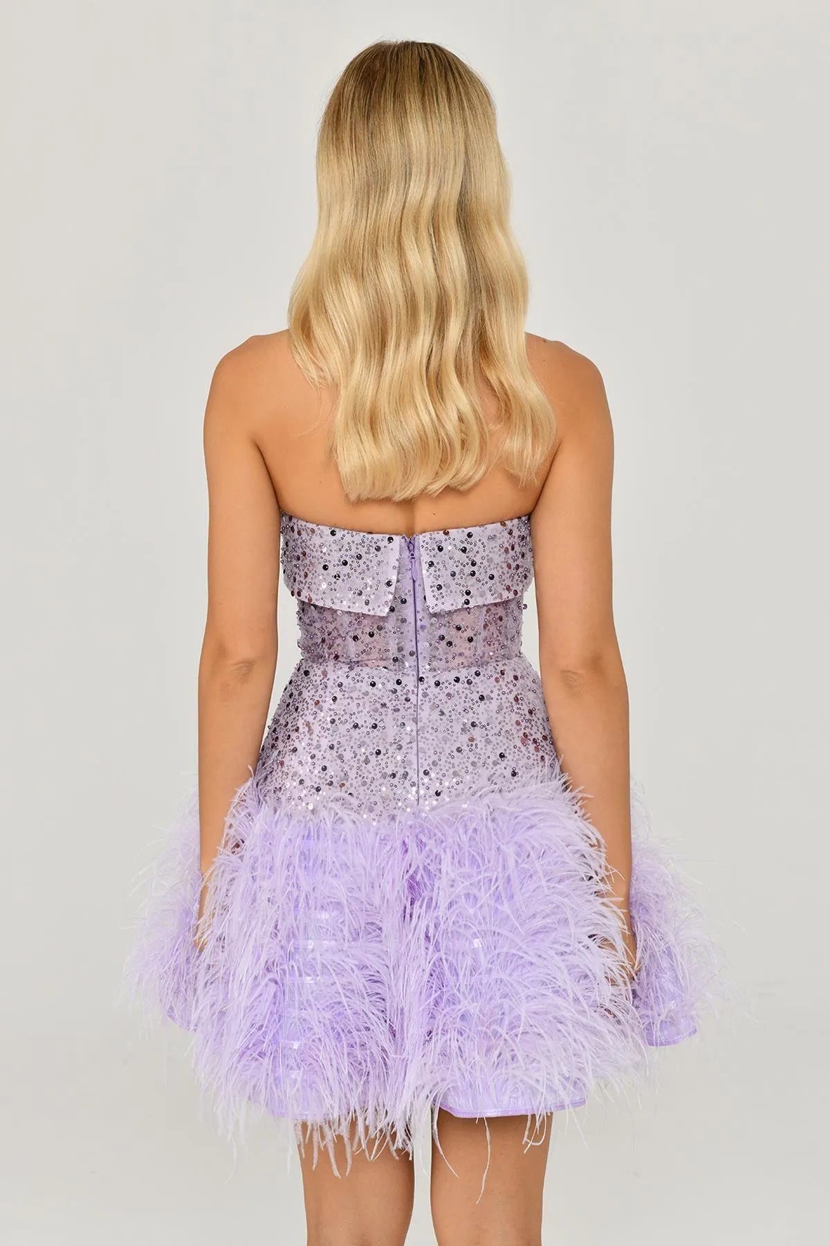 Etek Ucu Otrişli Payetli Mini Abiye Elbise