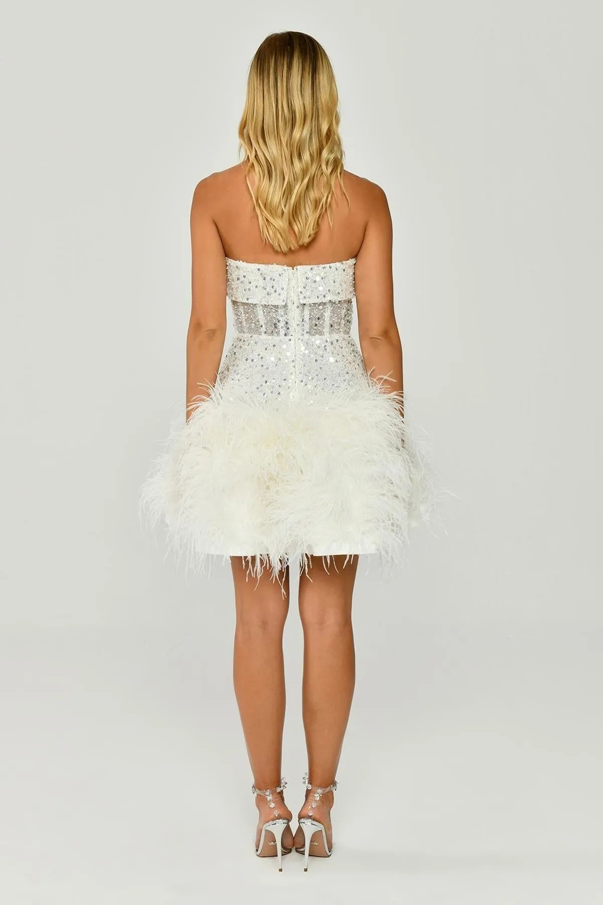 Etek Ucu Otrişli Payetli Mini Abiye Elbise