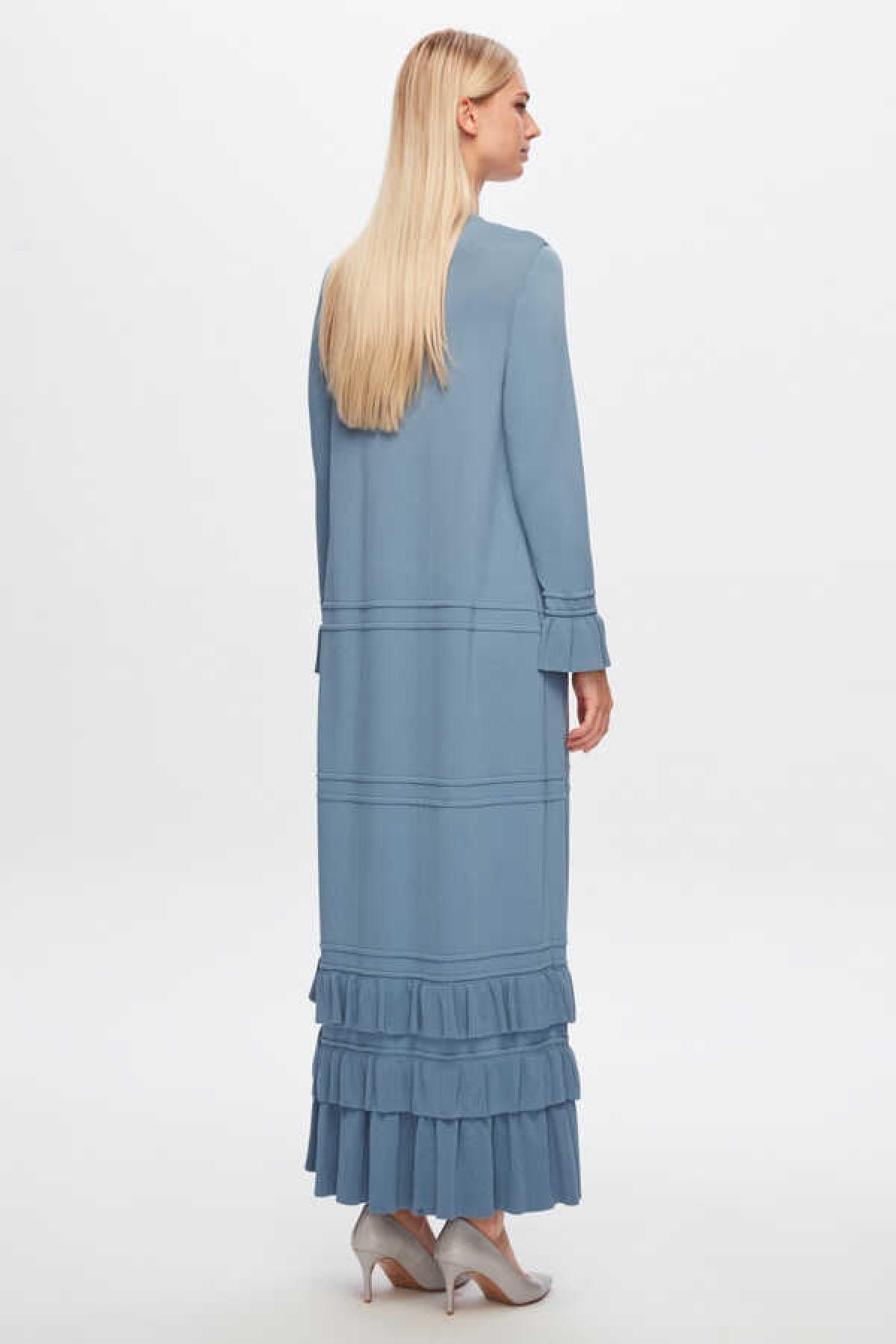 Etek Ucu ve Bileği Fırfırlı Triko Elbise - Eser Giyim