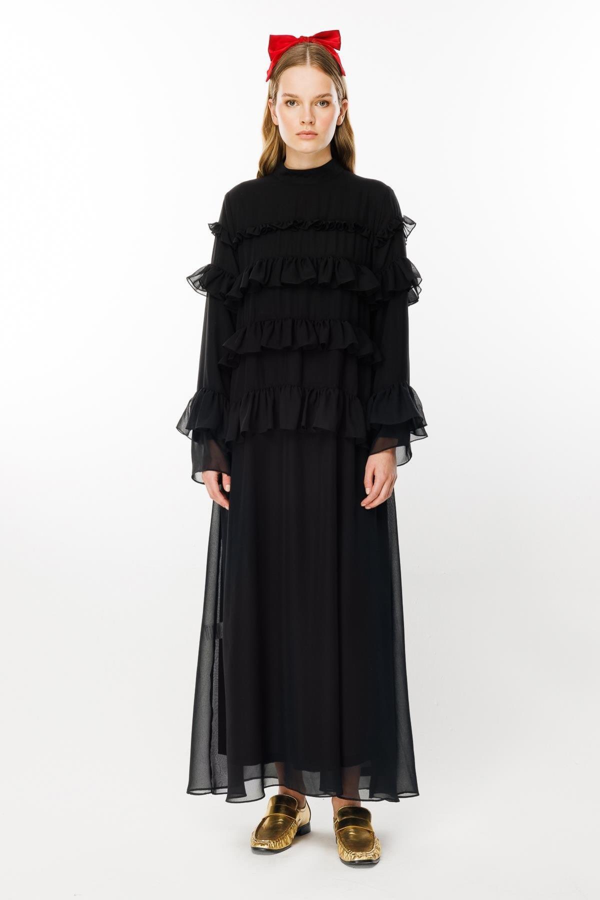 Fırfır Detaylı Elbise - Eser Giyim