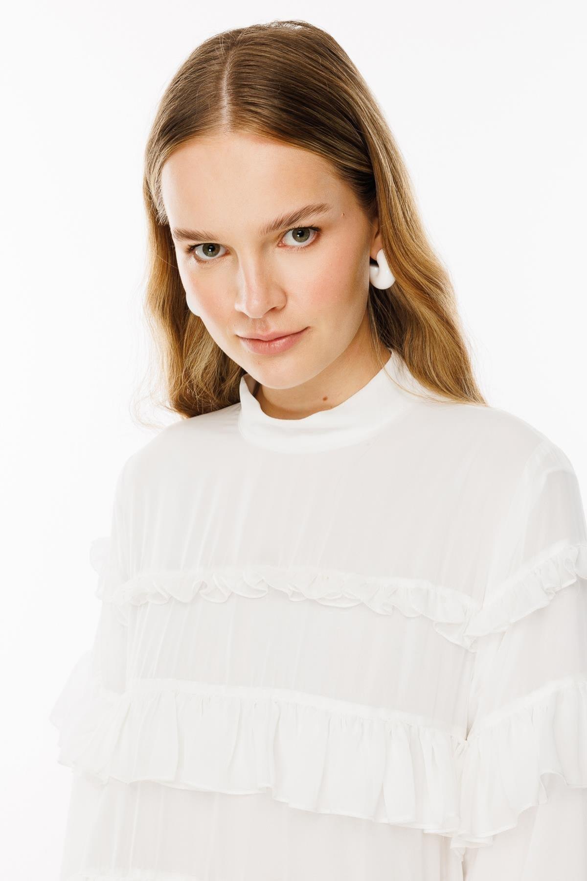 Fırfır Detaylı Elbise - Eser Giyim