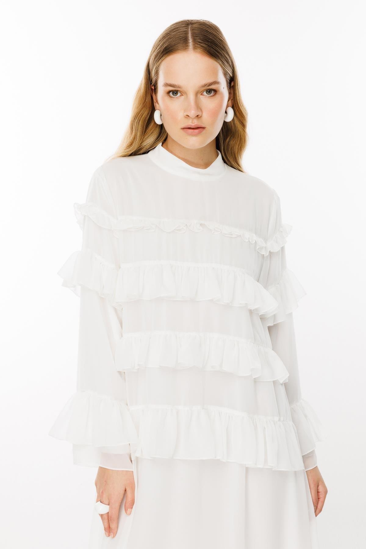 Fırfır Detaylı Elbise - Eser Giyim