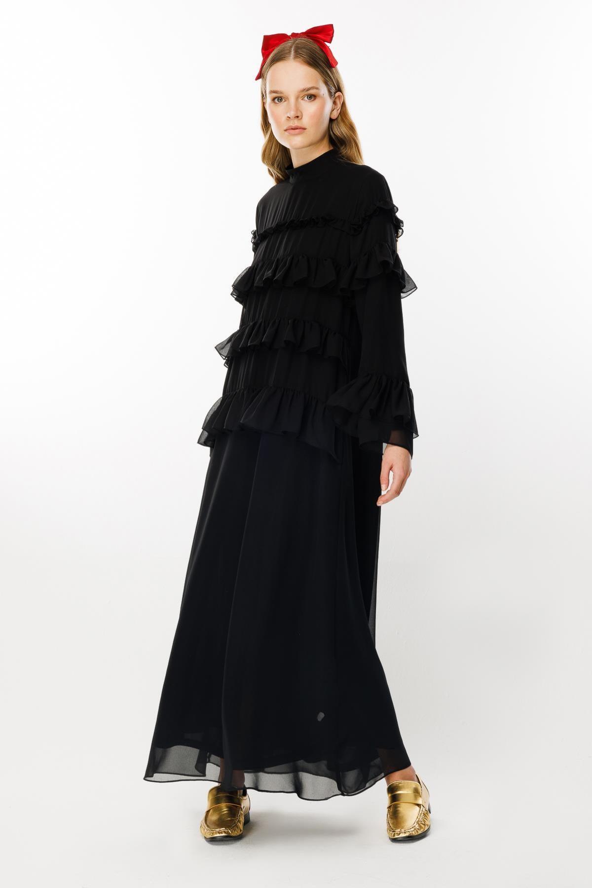 Fırfır Detaylı Elbise - Eser Giyim