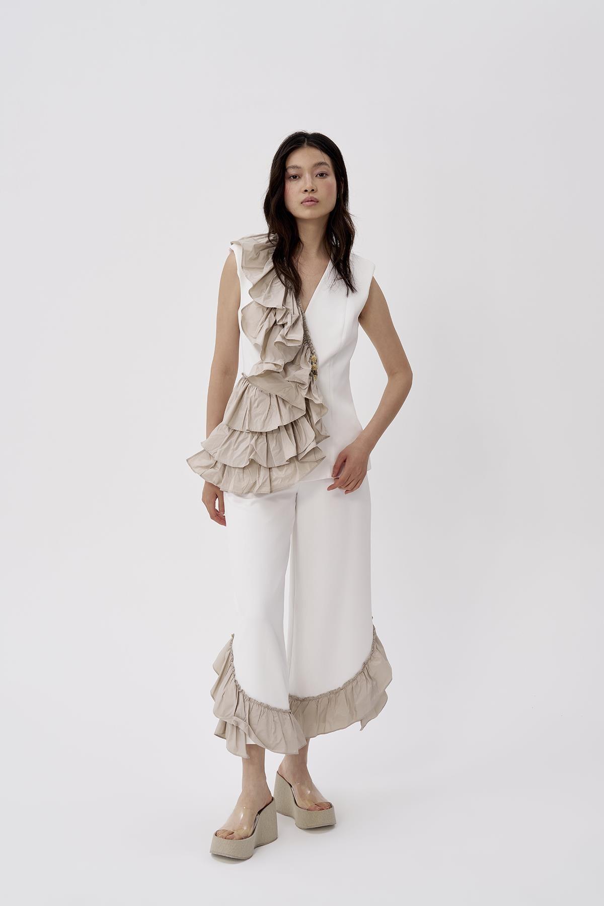 Fırfır Detaylı Geniş Pantolon - Eser Giyim