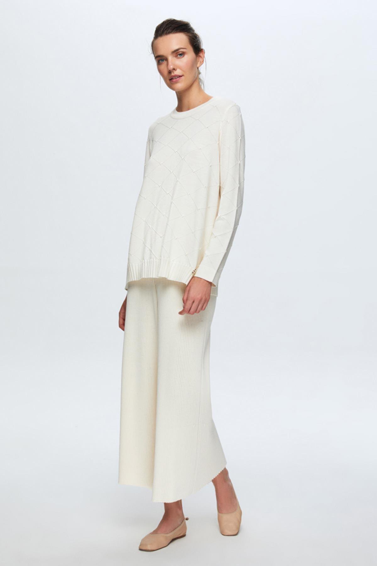 Miss Dalida Fitilli Triko Beli Lastikli Pantolon Etek - Eser Giyim