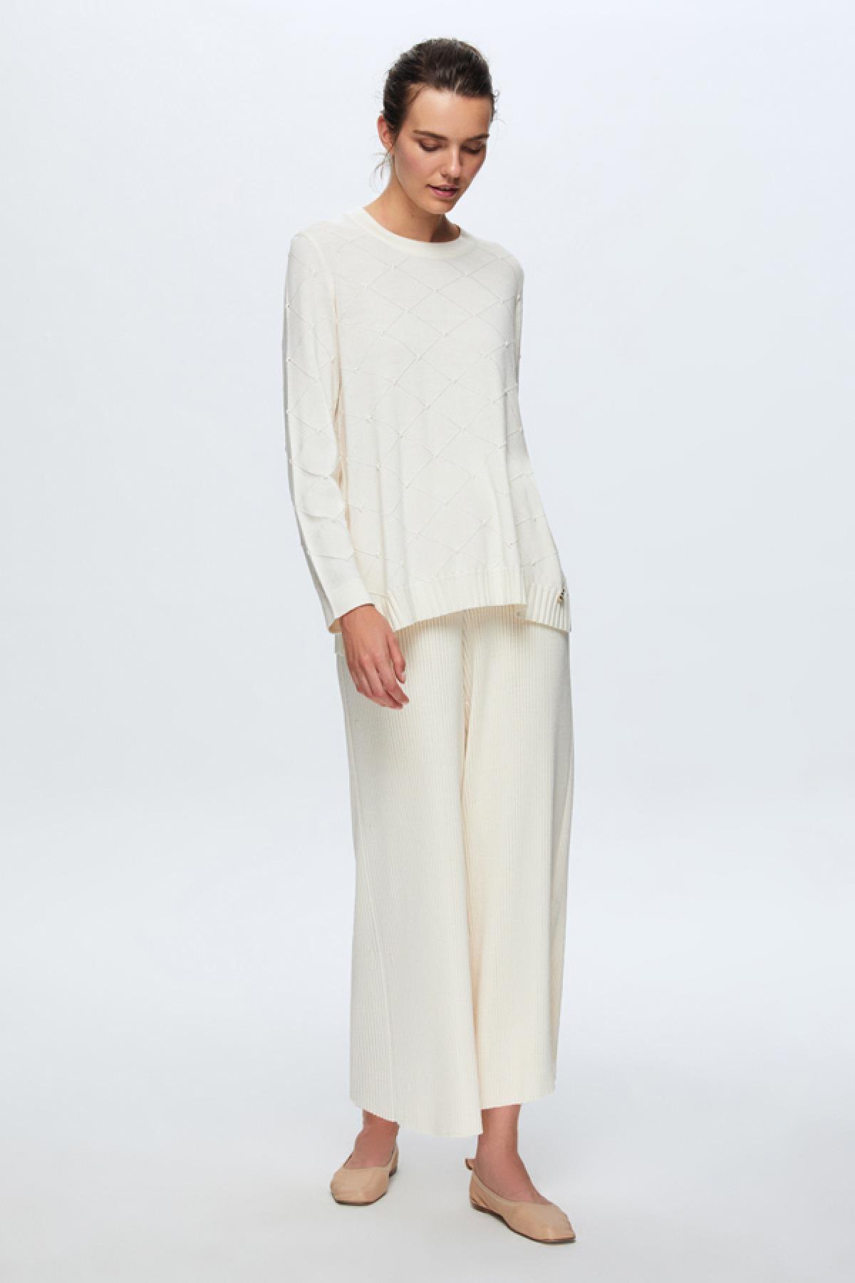 Miss Dalida Fitilli Triko Beli Lastikli Pantolon Etek - Eser Giyim