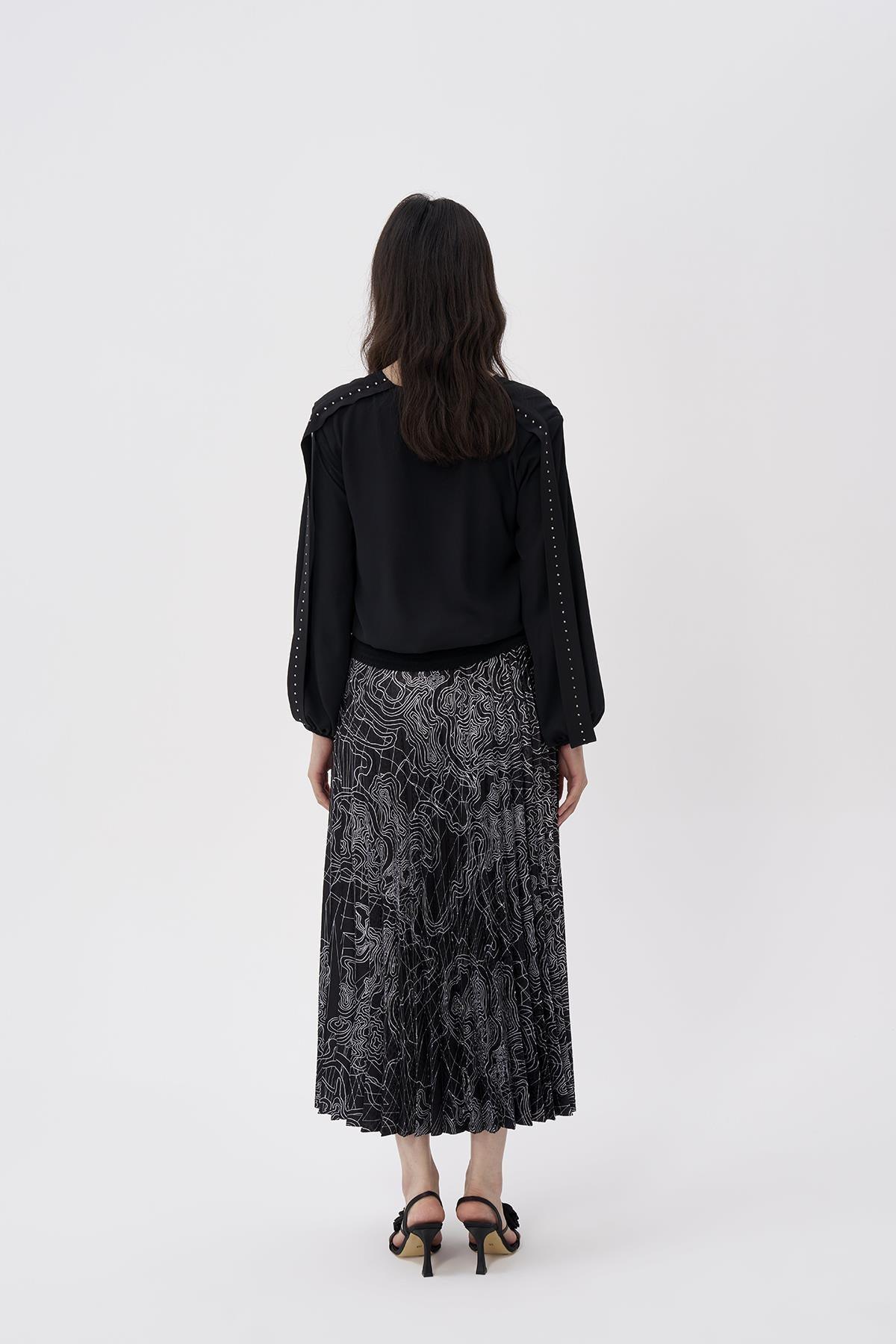 Geometrik Desen Pilise Etek - Eser Giyim