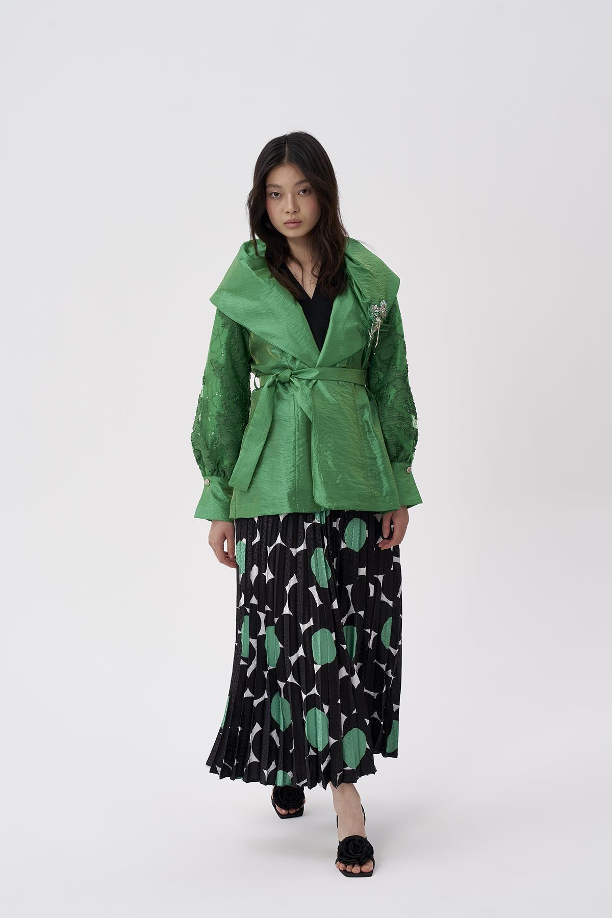 Geometrik Desen Pilise Etek - Eser Giyim